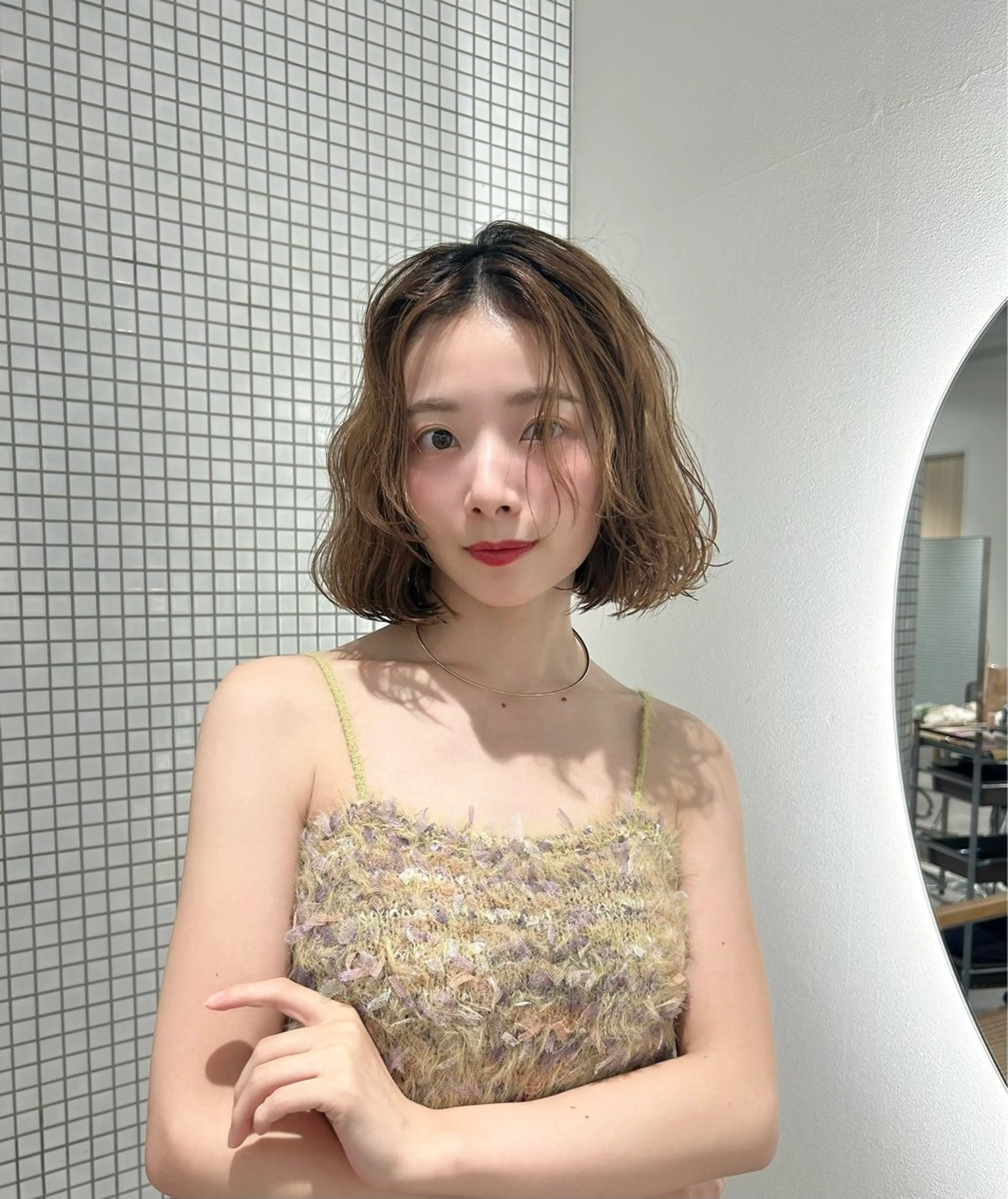 ミディアム おしゃれボブ/暖色 カラー🧶いろはのヘアスタイル