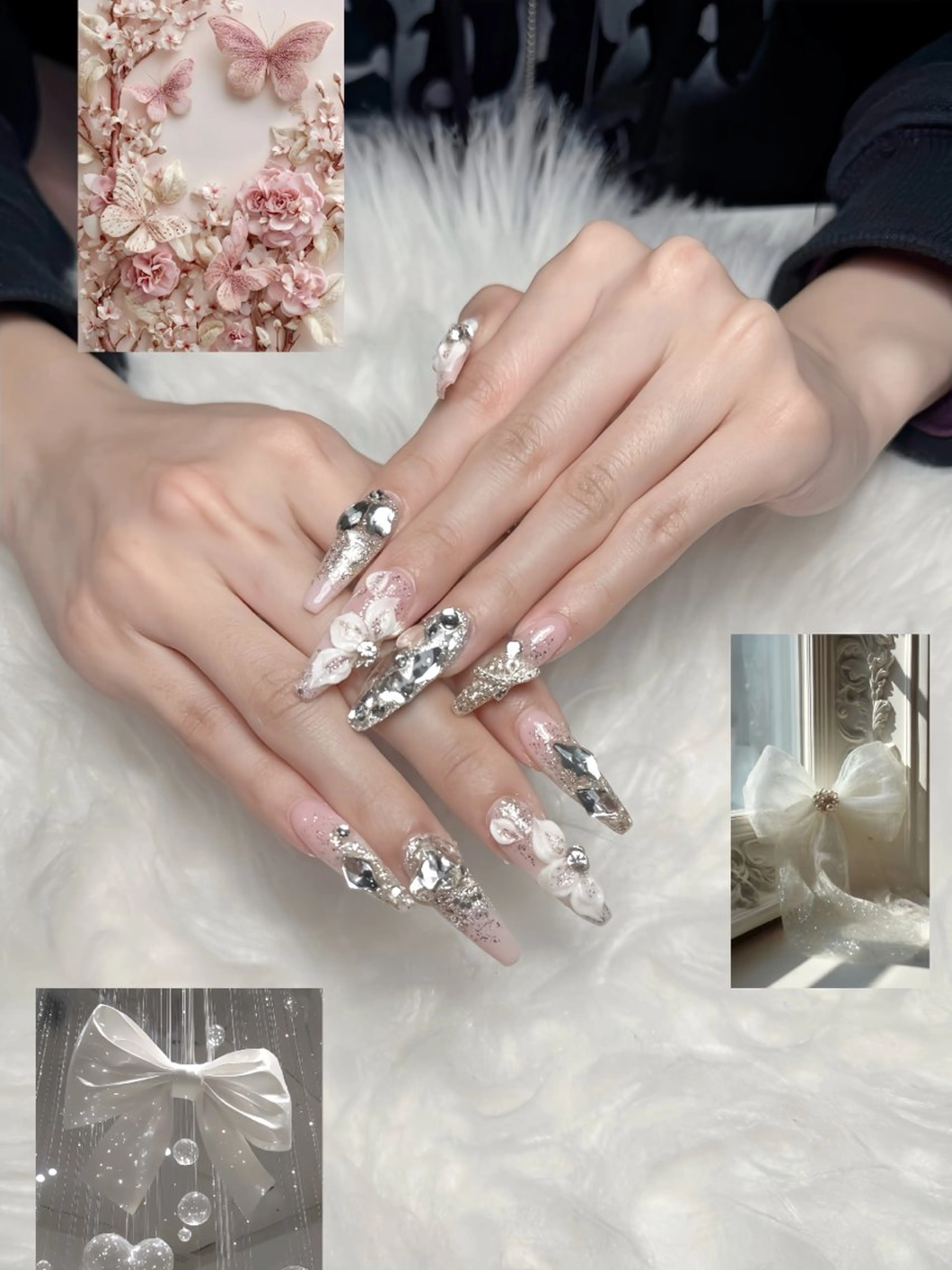 ネイル 桜ネイル フラワーネイル キラキラネイル ラメ(グリッター) ピンク le luxe nailsのネイルデザイン