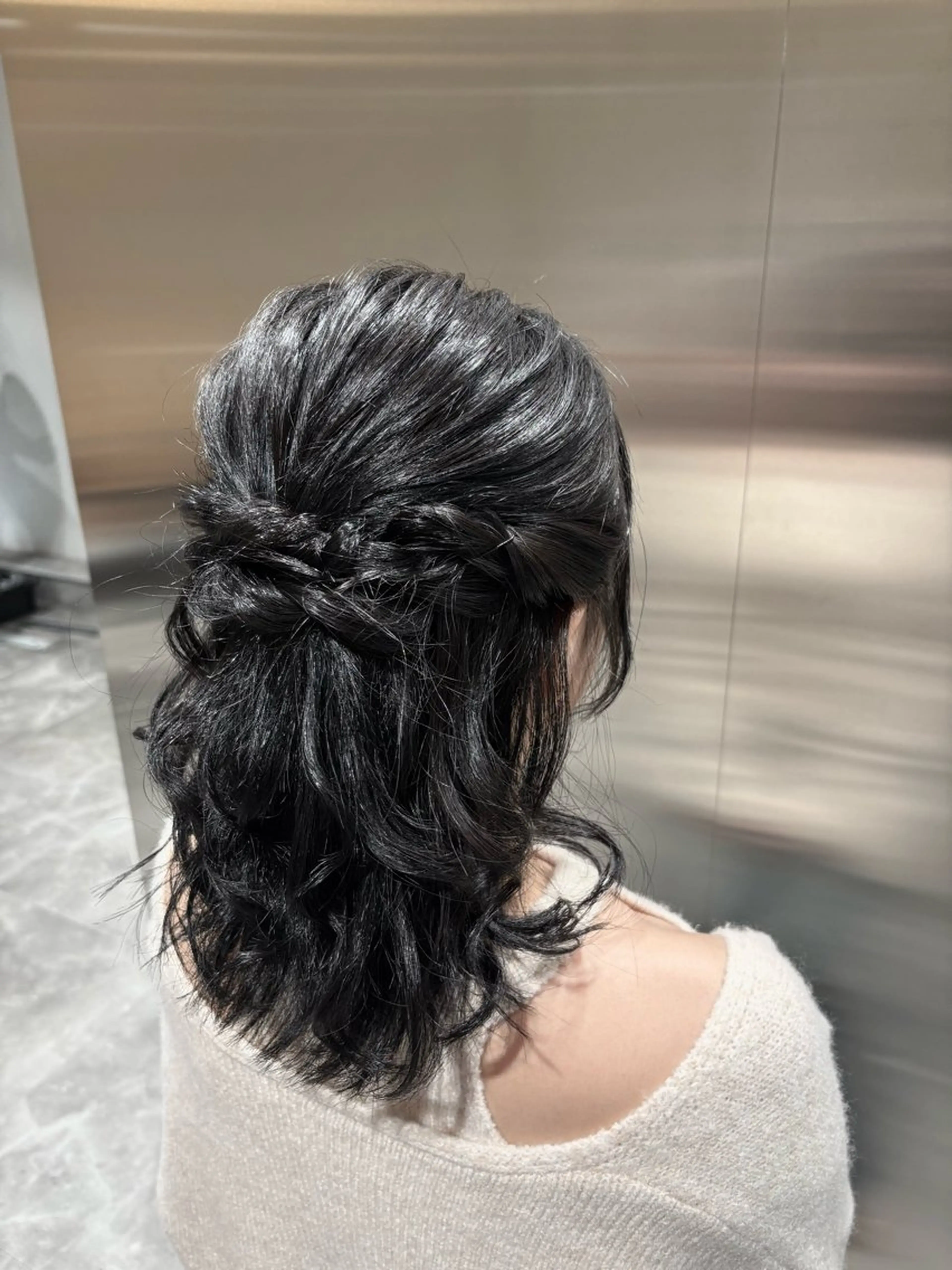 セミロング ヘアアレンジ ハーフアップ ヘアセット 🎀 Rosel / AIRI 🎀のヘアスタイル