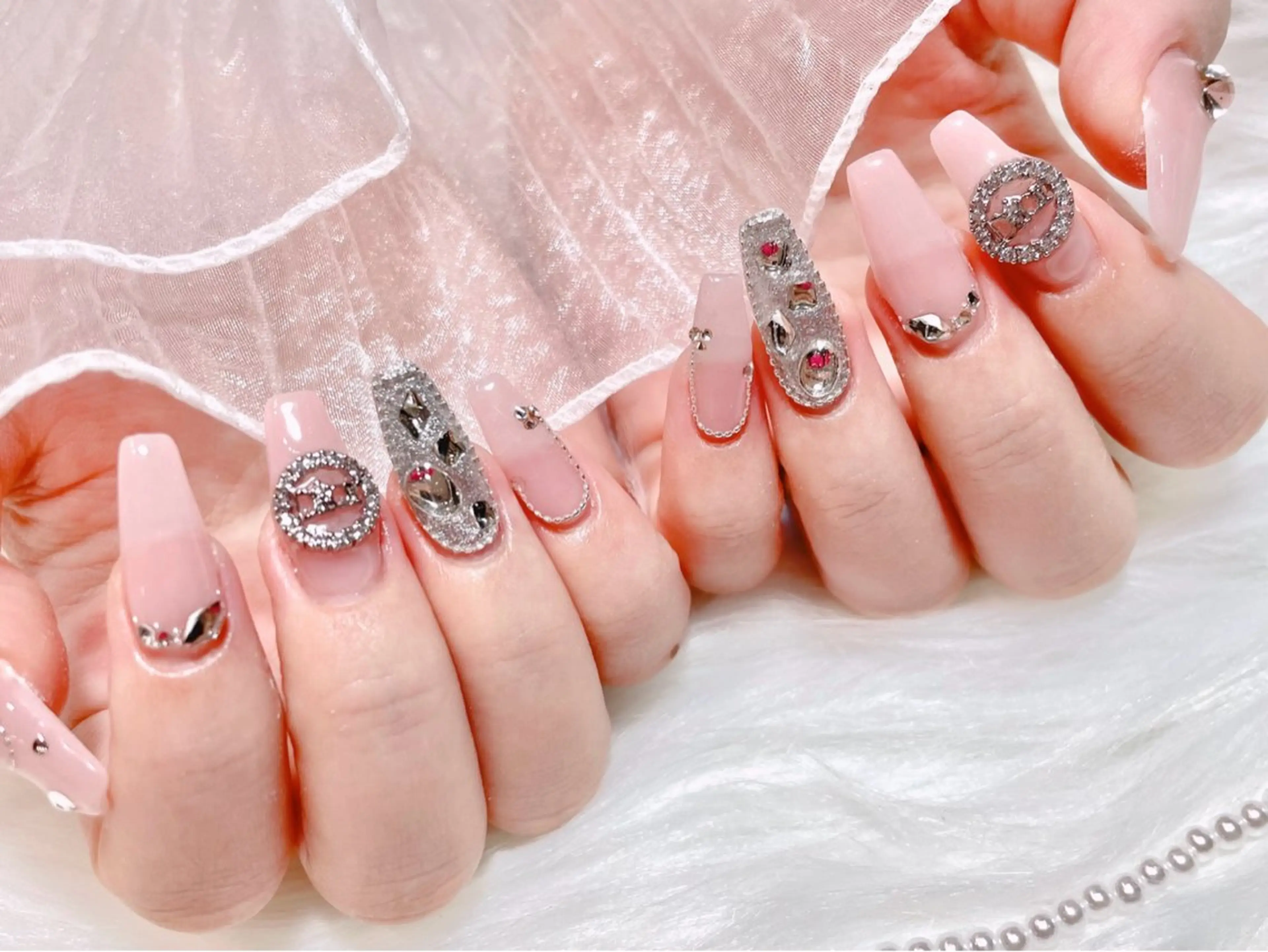 ネイル 長さ出し ジェルネイル パラジェル ワンホンネイル ハンドネイル ゆりか ジョアアンジェ福島のネイルデザイン