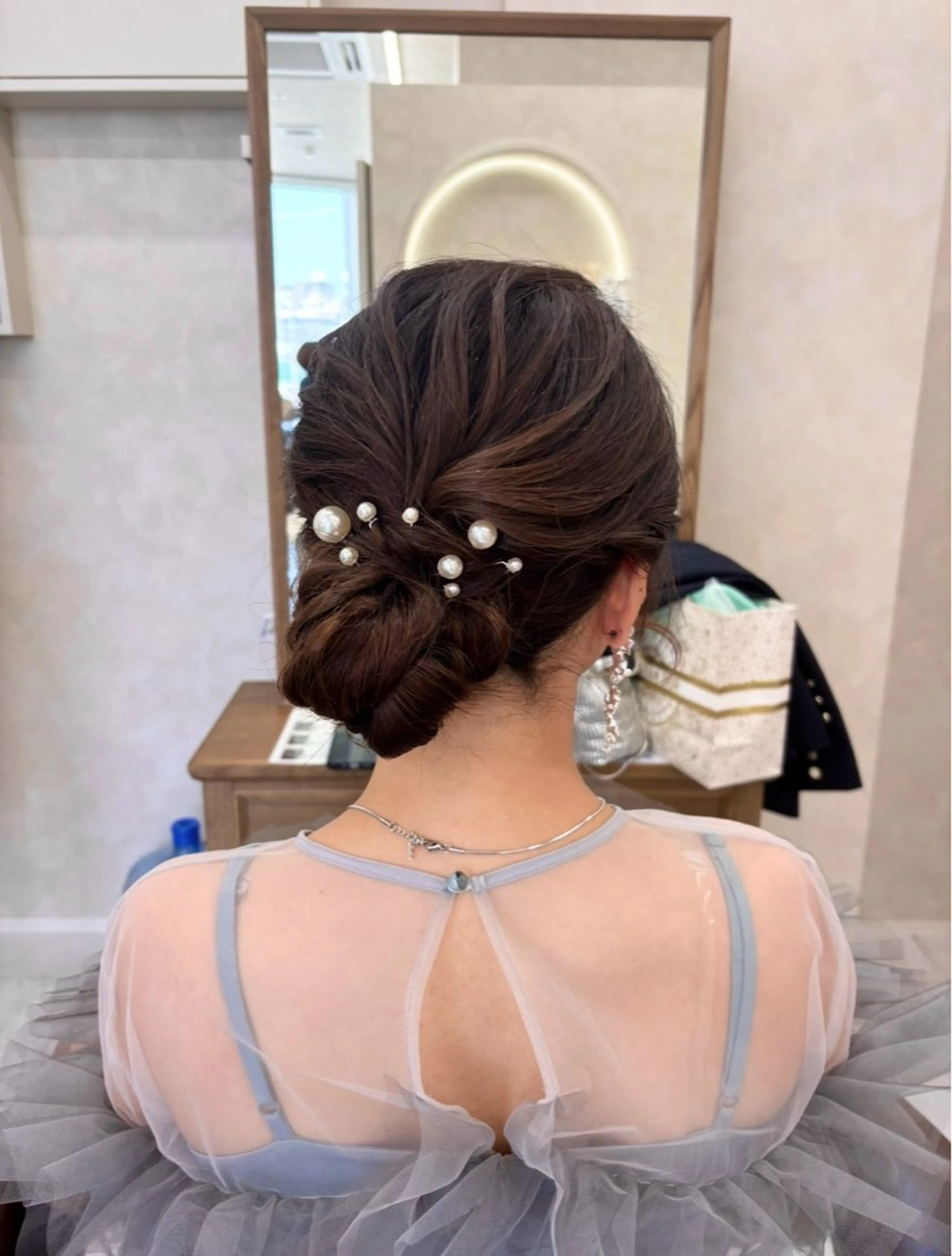 セミロング ヘアアレンジ ヘアセット ブリーチなしカラー/ 暖色カラー/艶カラーのヘアスタイル