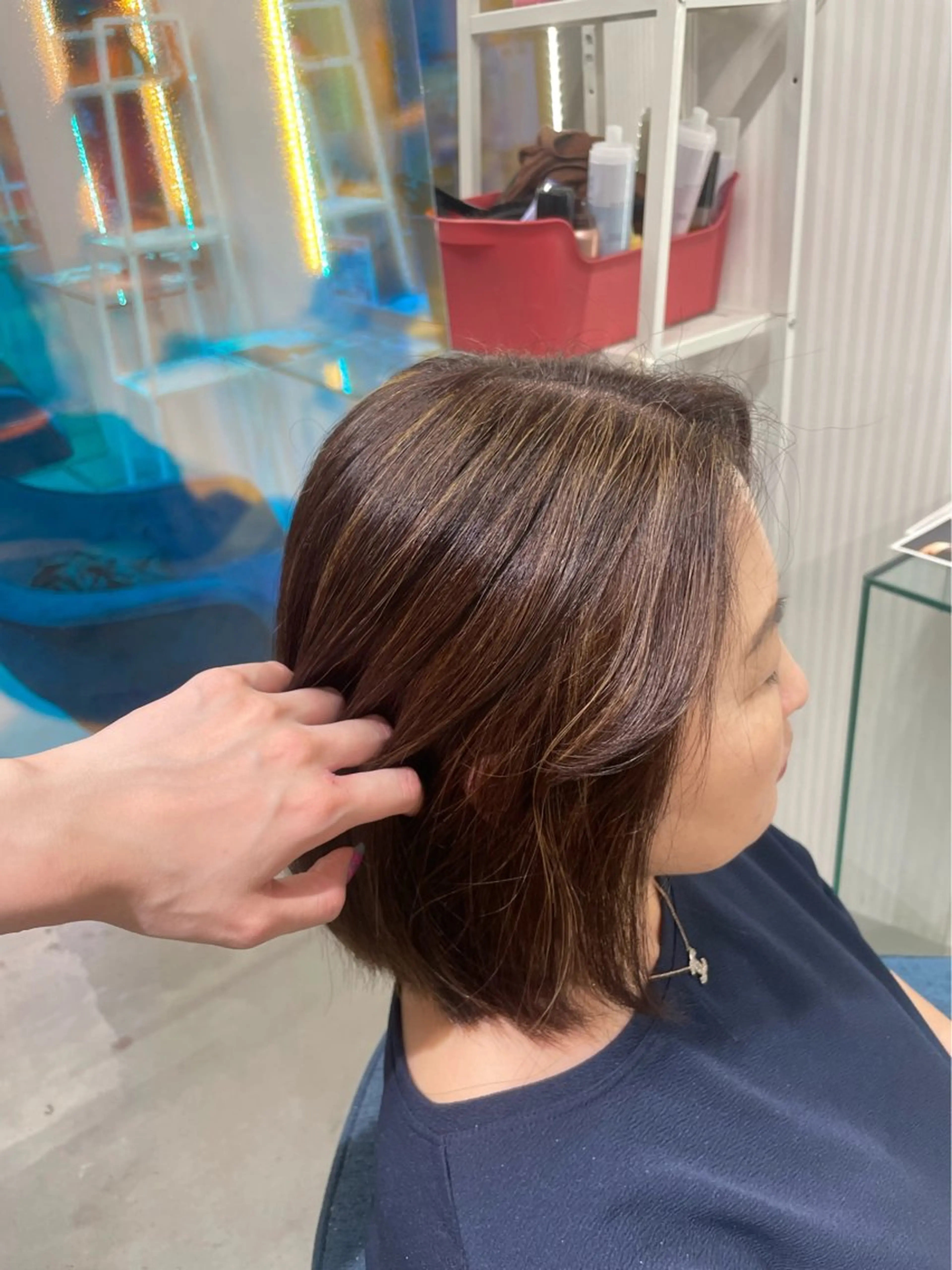 ミディアム カラー 安井まゆ _Box mico.のヘアスタイル