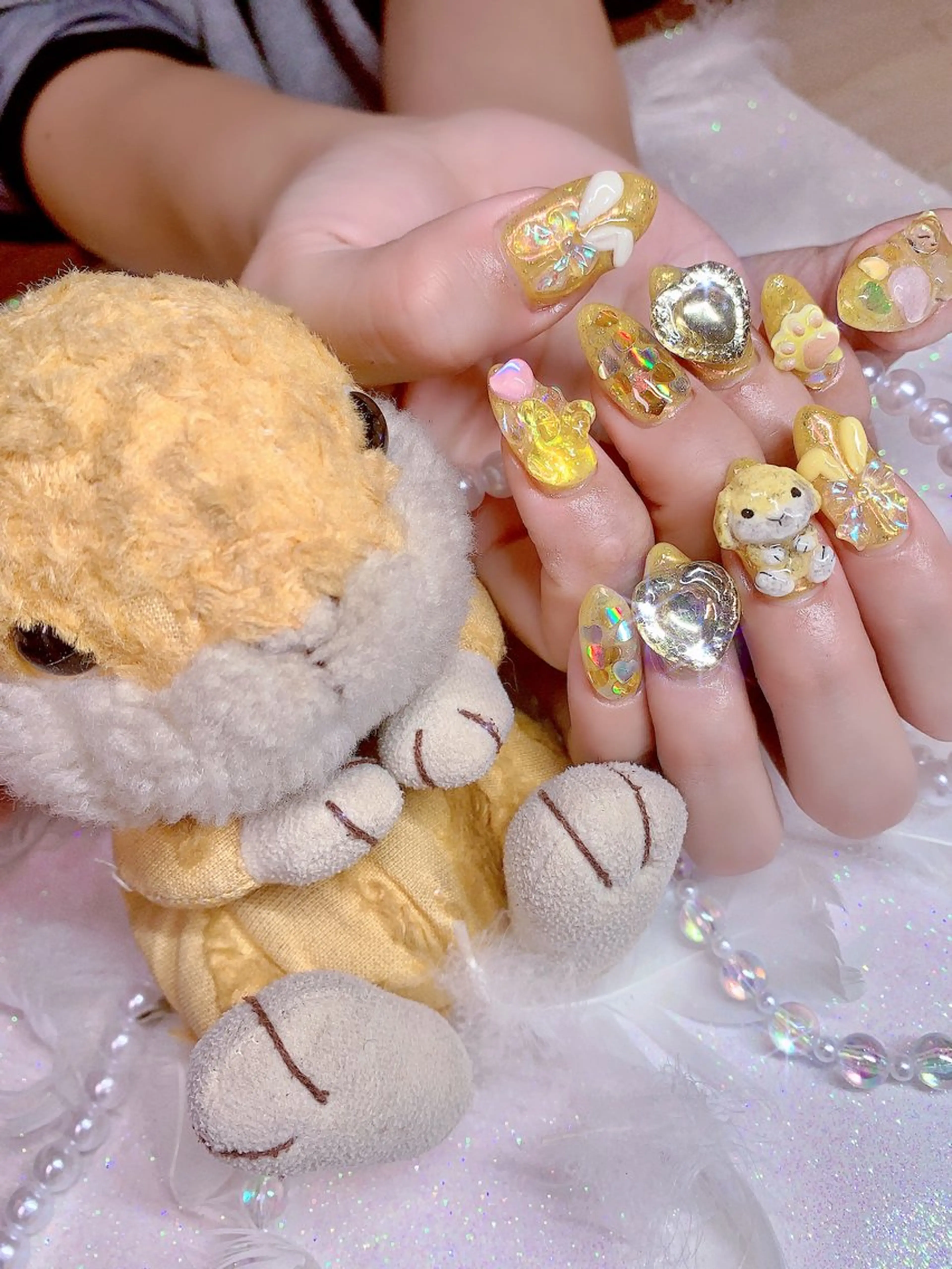 ネイル アートネイル キラキラネイル 韓国ネイル 持ち込み ぷっくりネイル 3Dアートネイル💗 都築レナのネイルデザイン