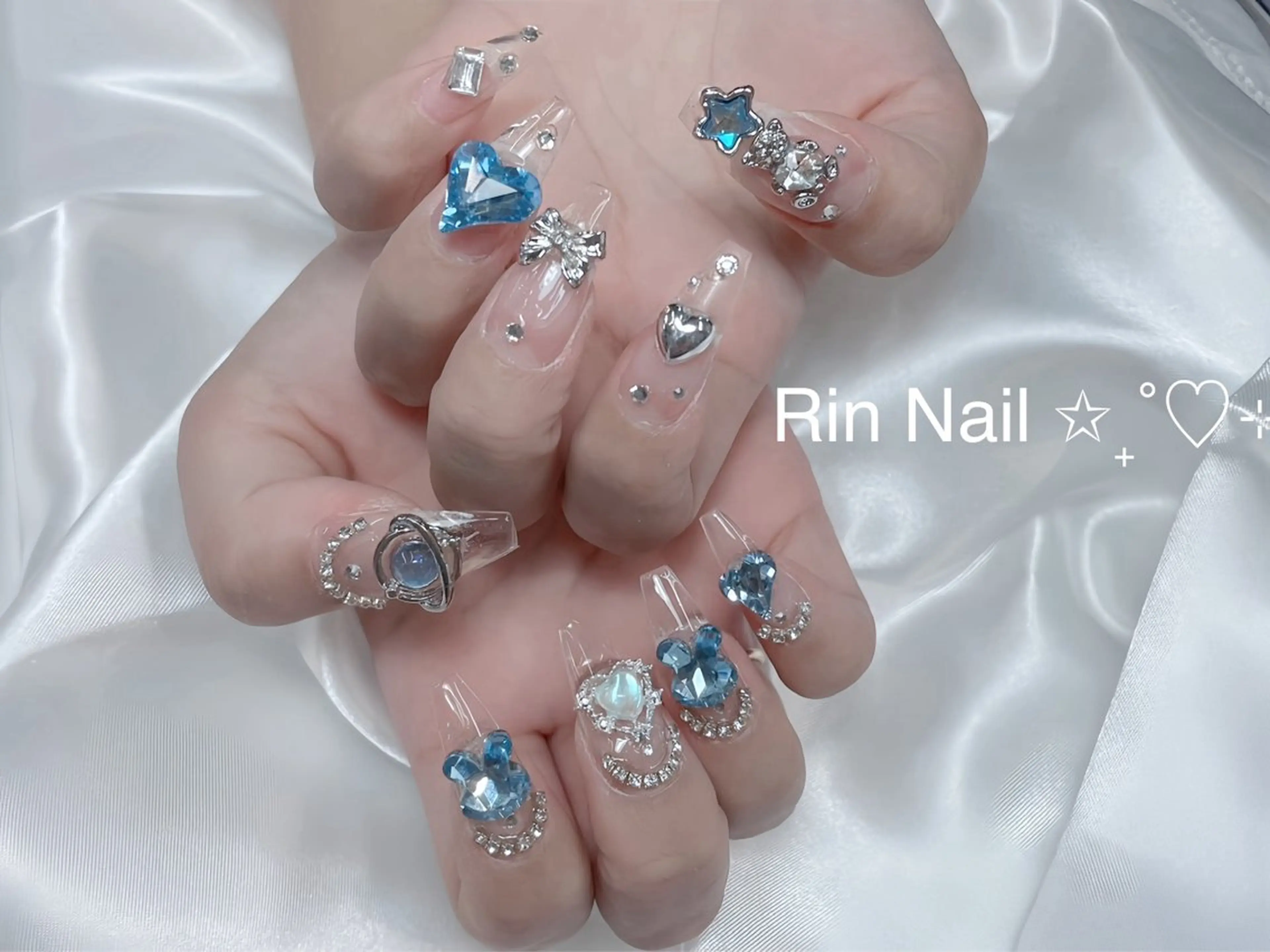 ネイル アートネイル 成人式 ロングネイル ニュアンスネイル スカルプネイル ハンドネイル Rin Nail 新大久保店のネイルデザイン