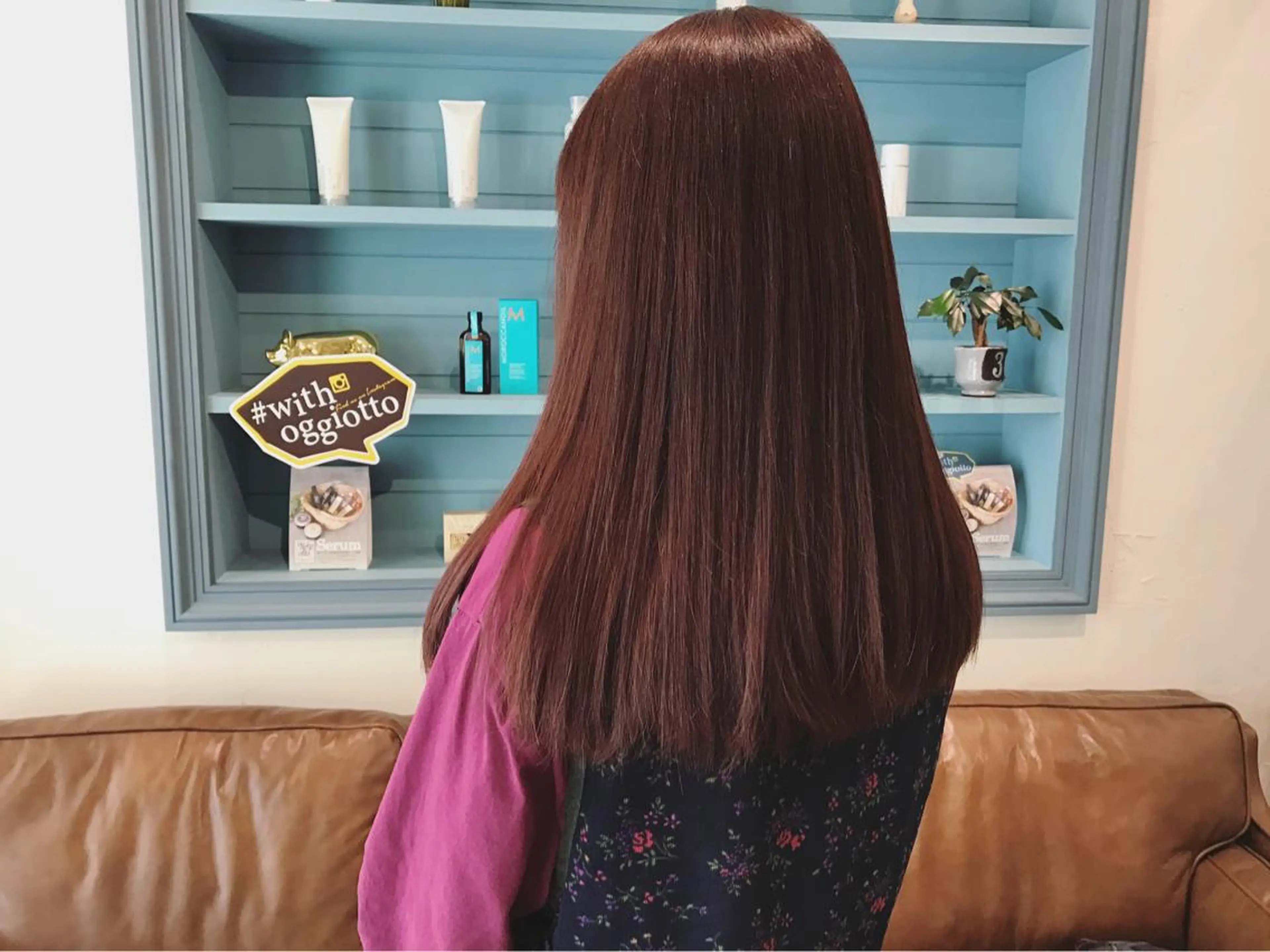 ロング カラー オレンジ ピンクカラー オリーブ透明感カラー 表参道/MIKUのヘアスタイル