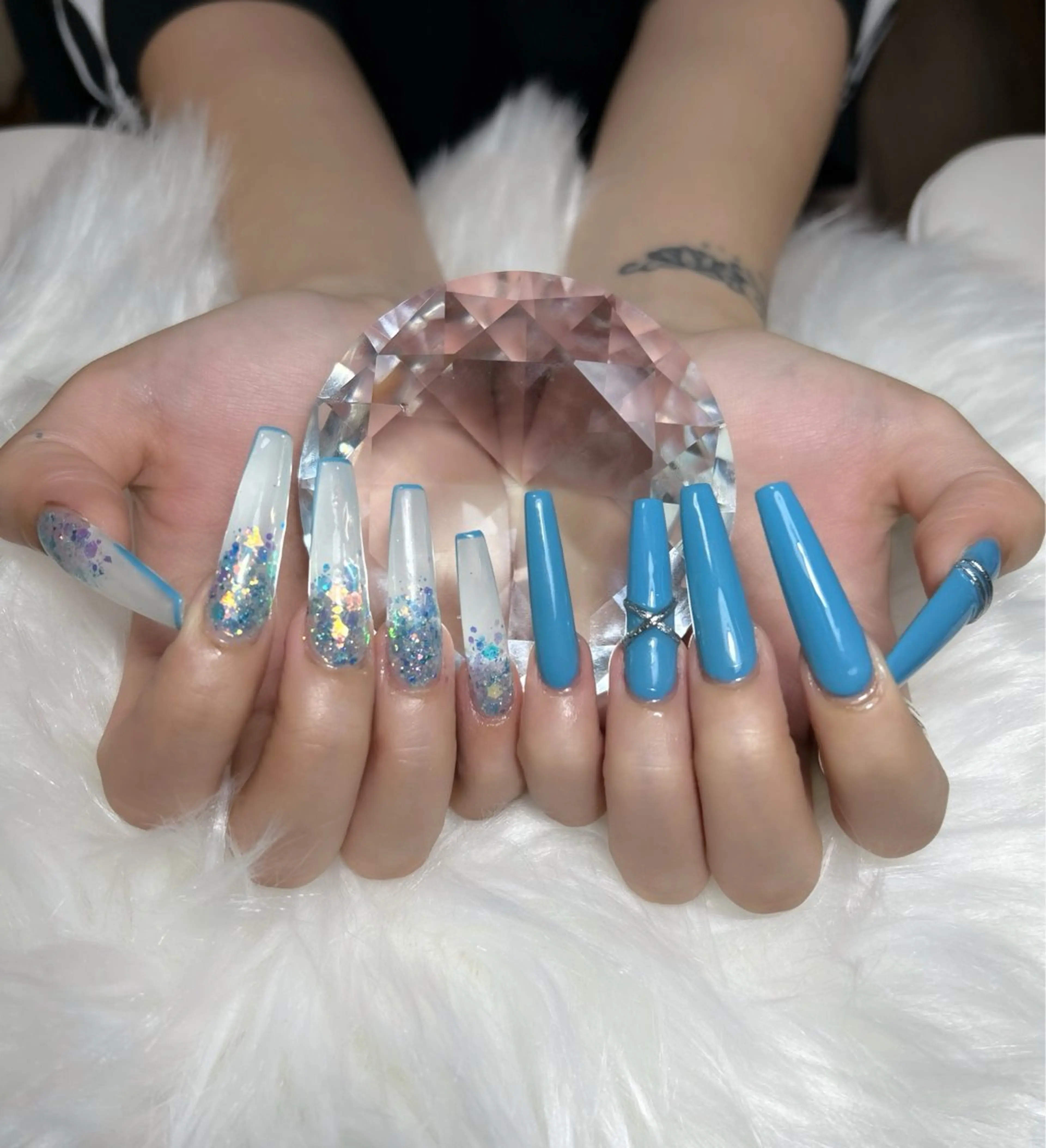 ネイル アートネイル オーロラネイル チークネイル 長さ出し フットネイル Chan nailsのネイルデザイン