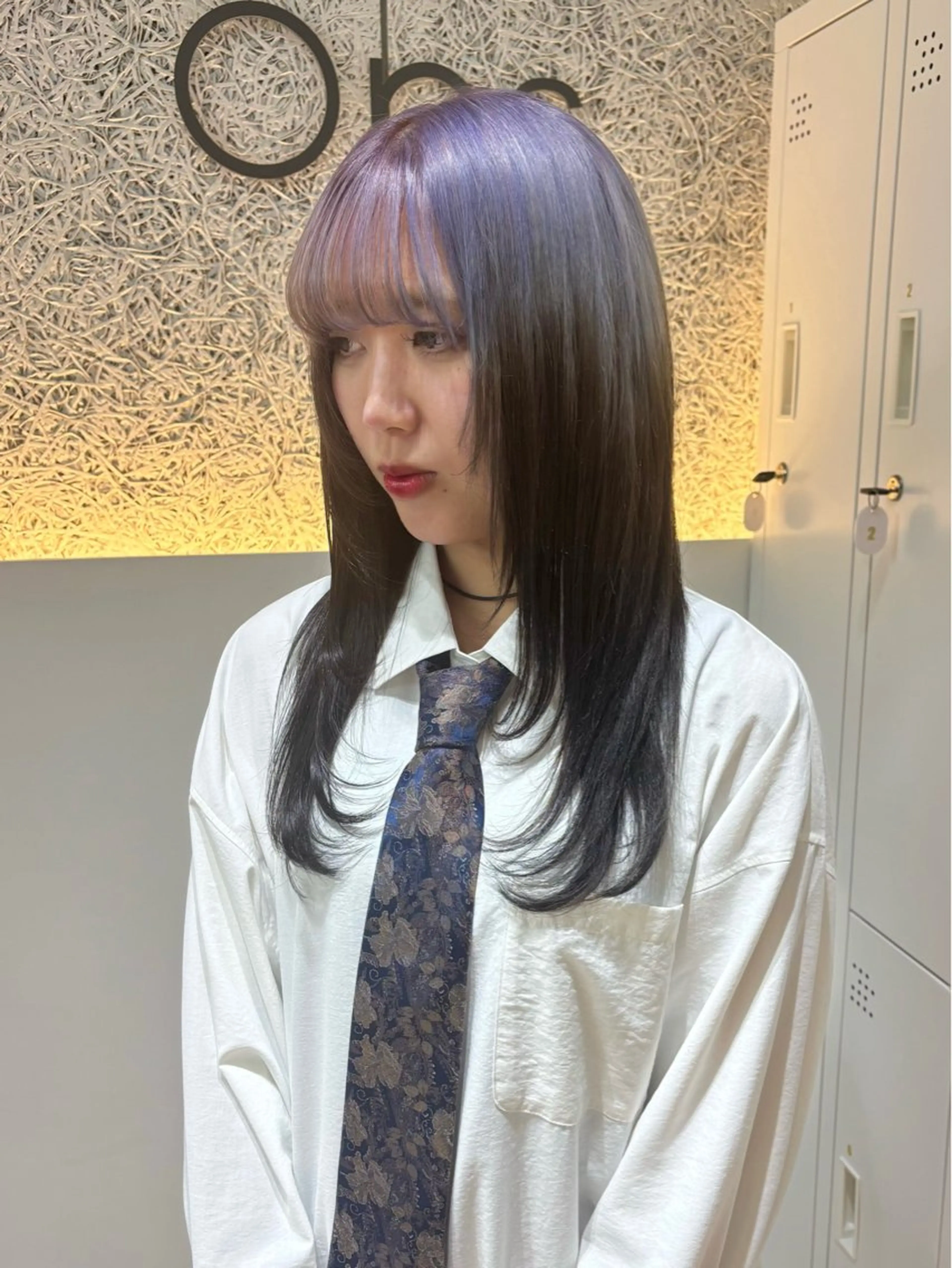 セミロング カラー ブリーチ デザインカラー ヘアカラー OPS hair大名 🩵yuna🌙のヘアスタイル