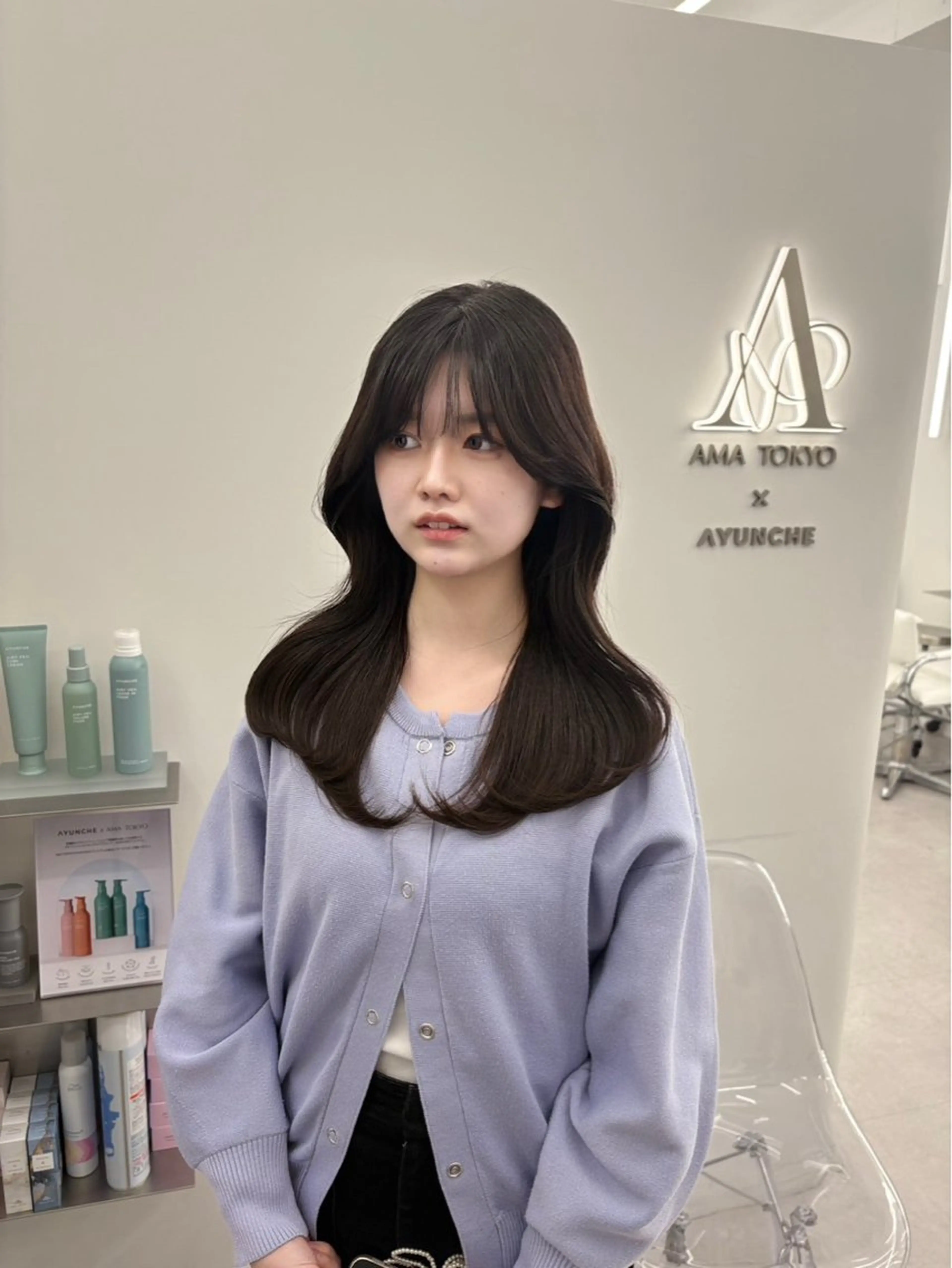 セミロング 韓国ヘア/レイヤー/ 顔まわり足立遥奈のヘアスタイル