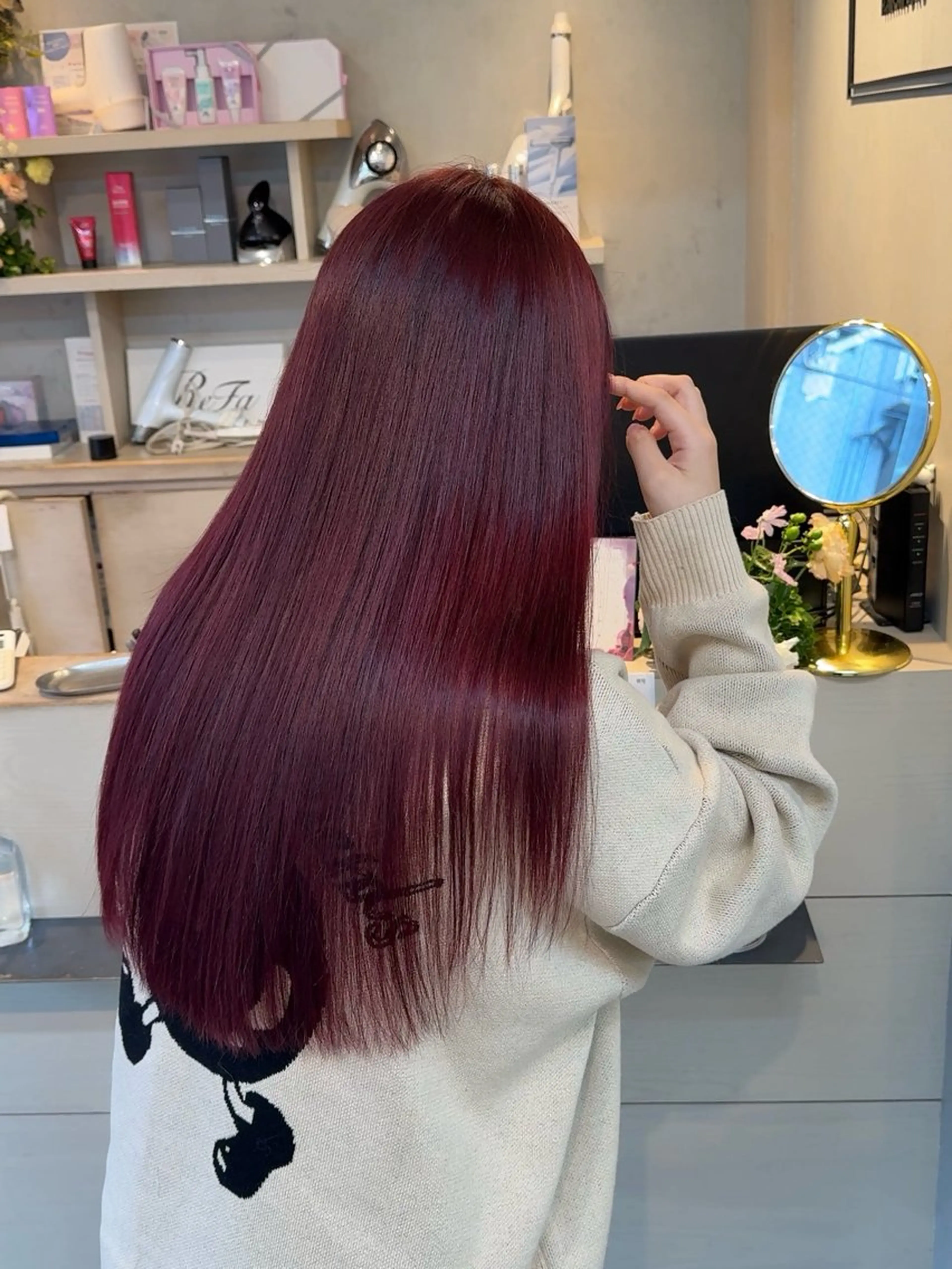 ロング ピンクラベンダー 渡辺 杏斗龍のヘアスタイル