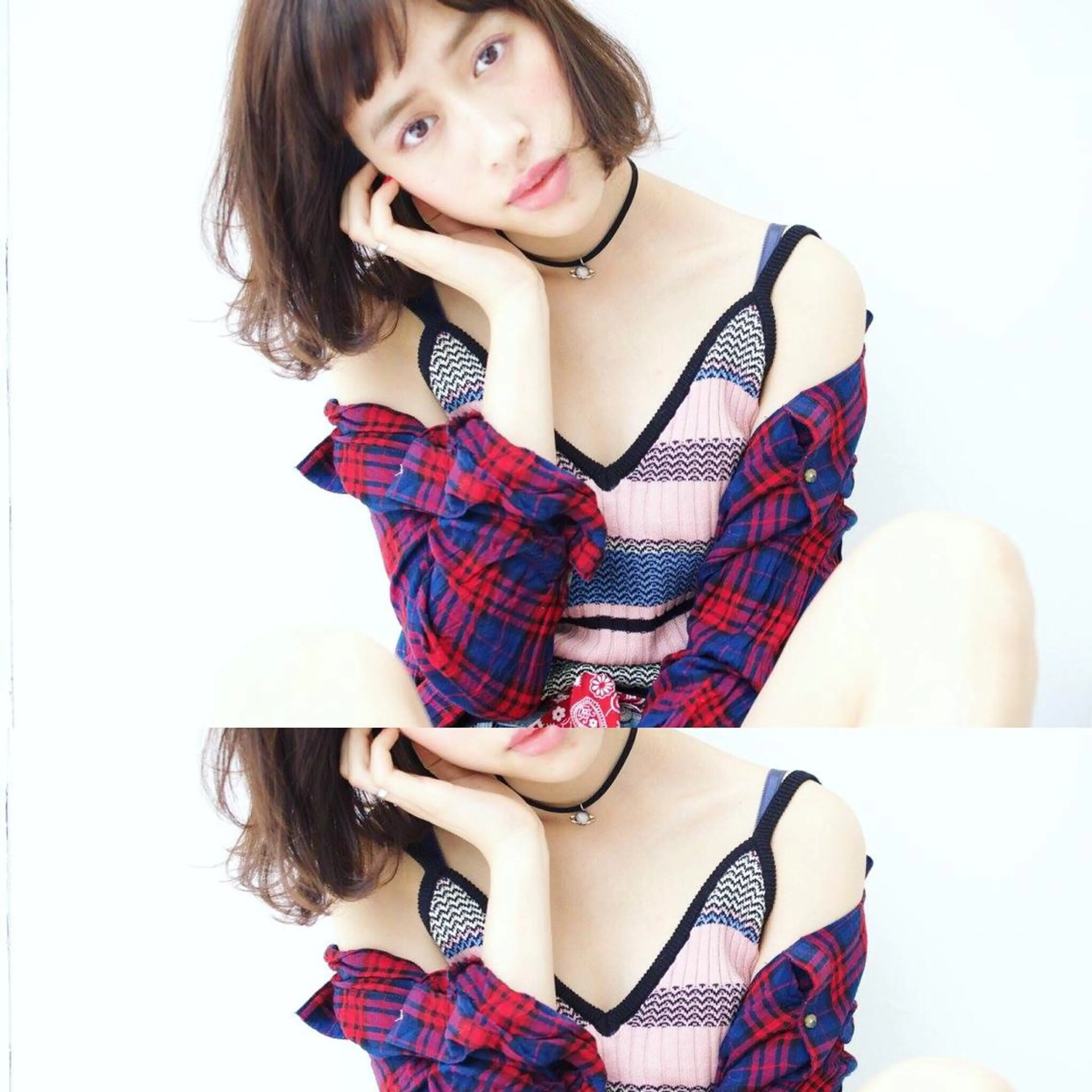 ミディアム セミロング カラー パーマ 内藤 達也のヘアスタイル