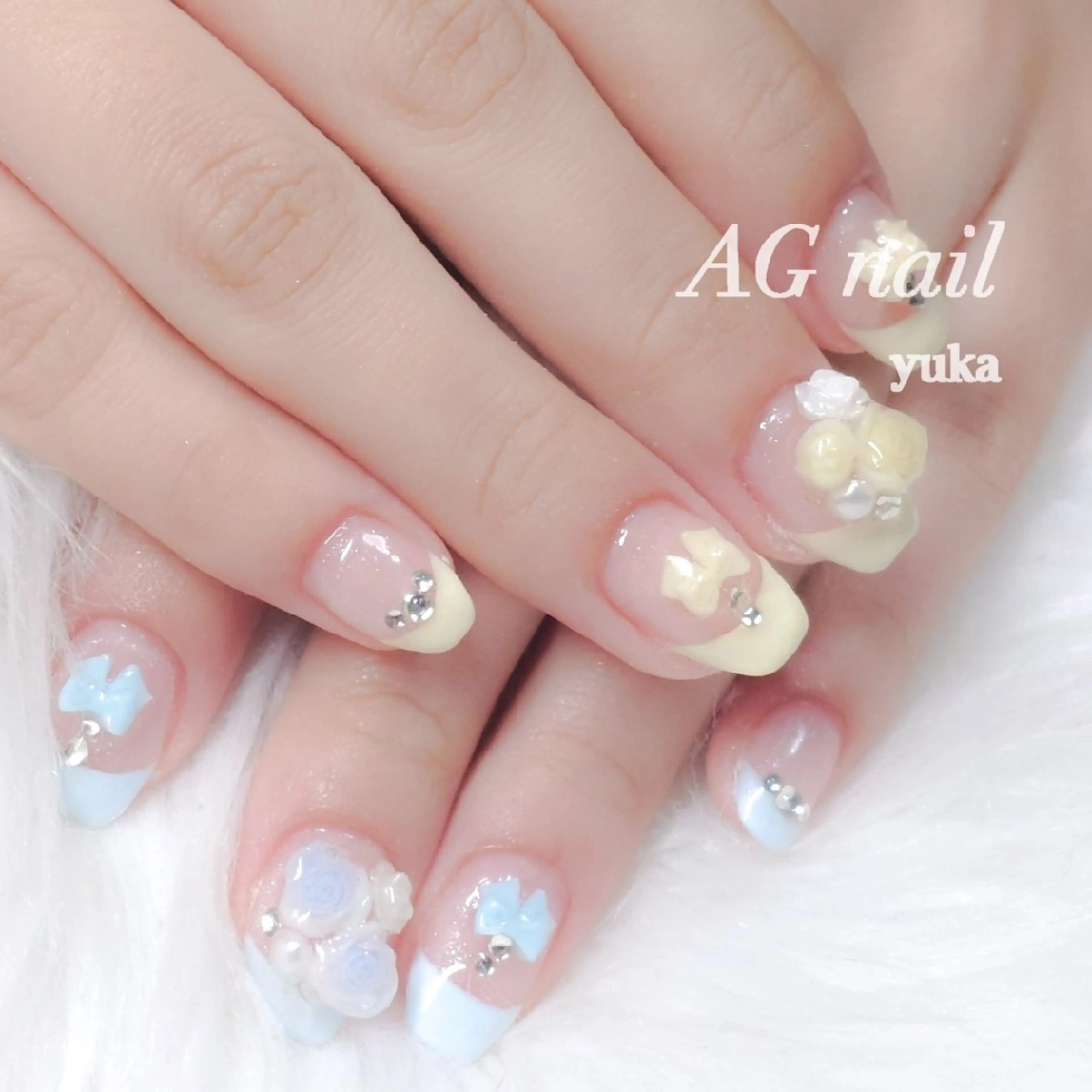 ネイル フレンチネイル パステルネイル ハンドネイル ハンドケア AGnail 富永  /オフ込みフィルインのネイルデザイン