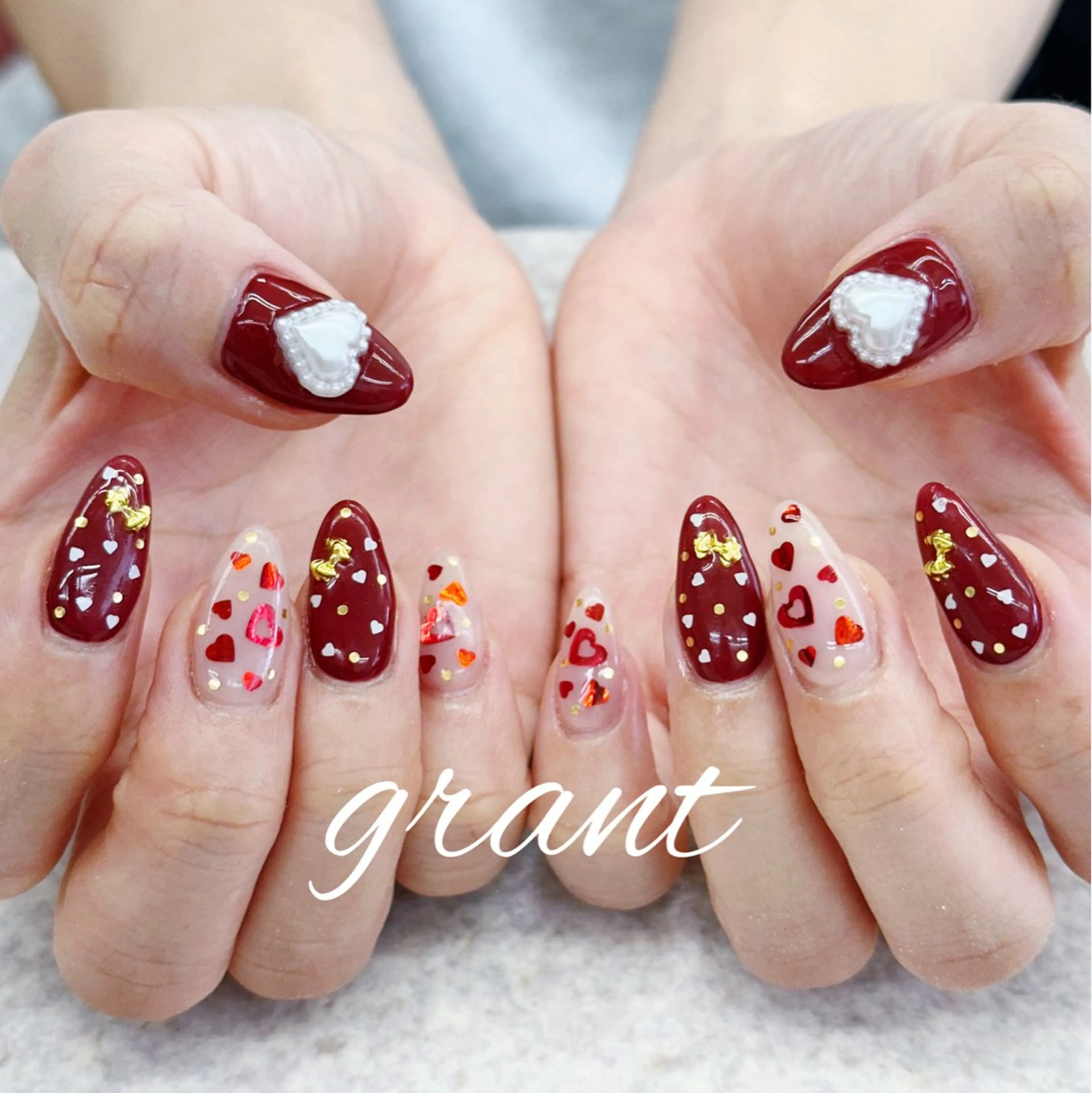 ネイル ハート ハンドネイル nailsalon grantのネイルデザイン