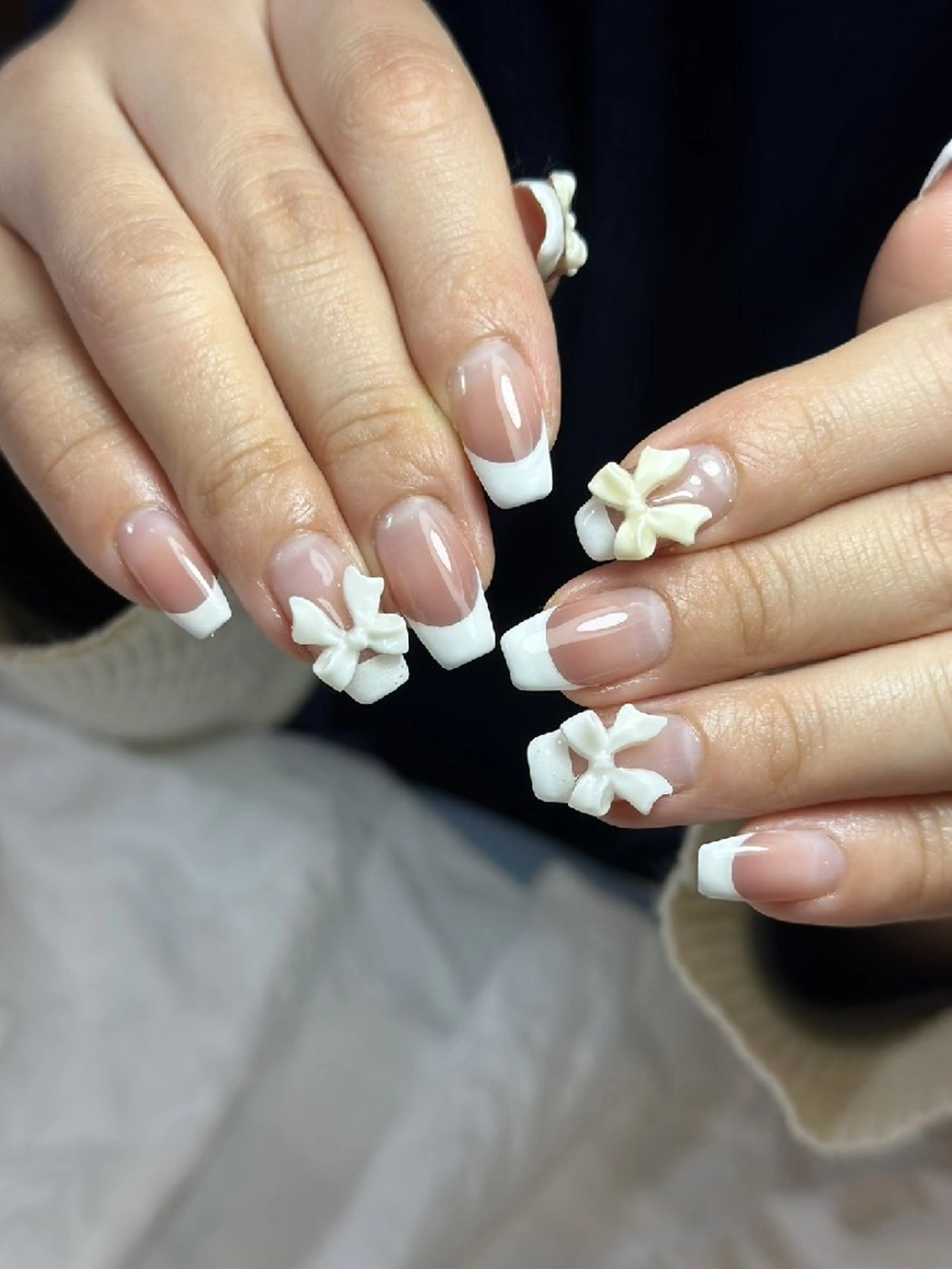 ネイル フレンチネイル リボン 福岡/春吉.HAL nail＆eyeのネイルデザイン