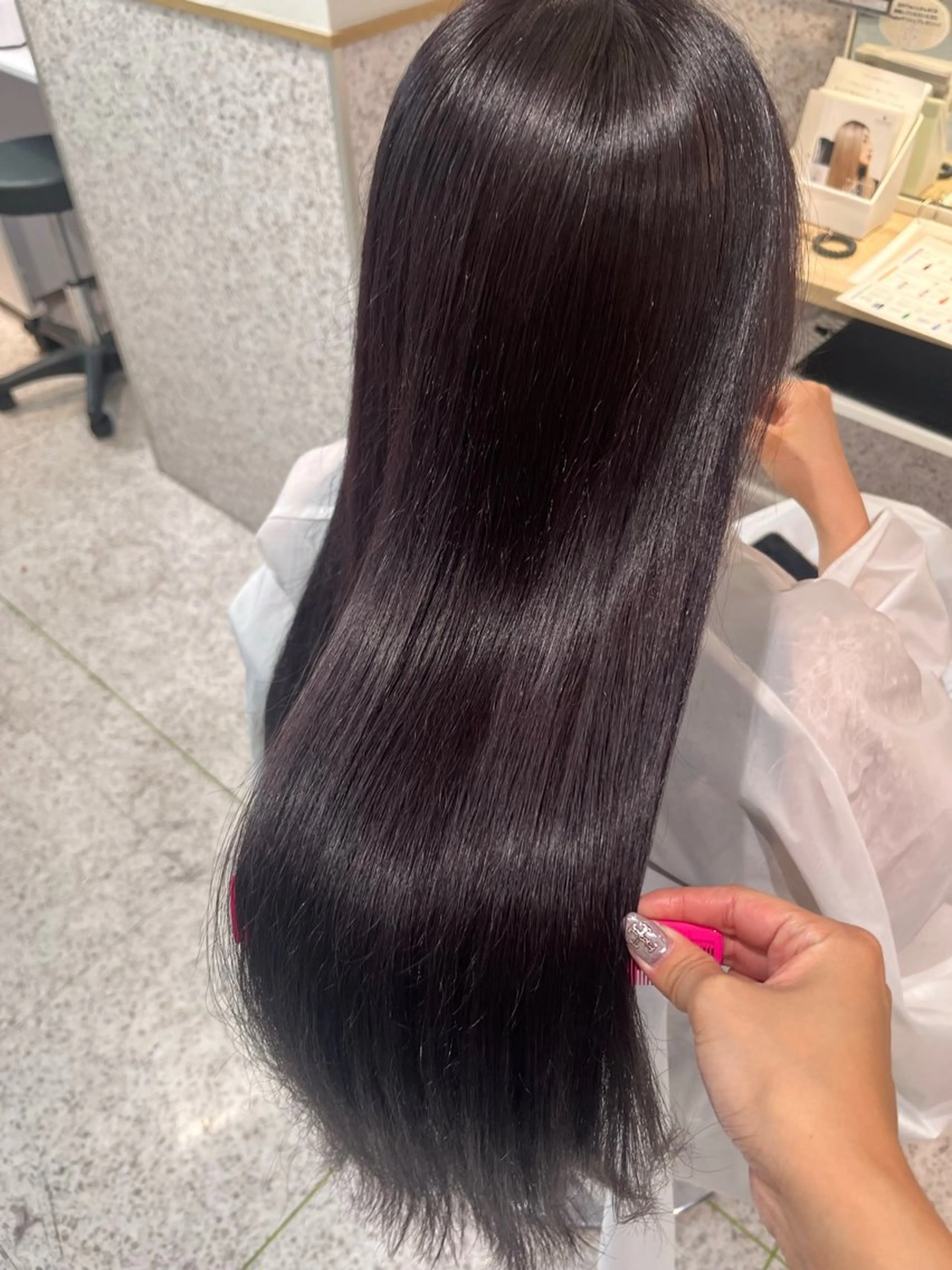 ロング カラー ブリーチ カシス ダブルカラー ラベンダーカラー ブリーチなしカラー ヘアカラー 髪質改善&艶カラー/ ほんだあみ (♡)のヘアスタイル