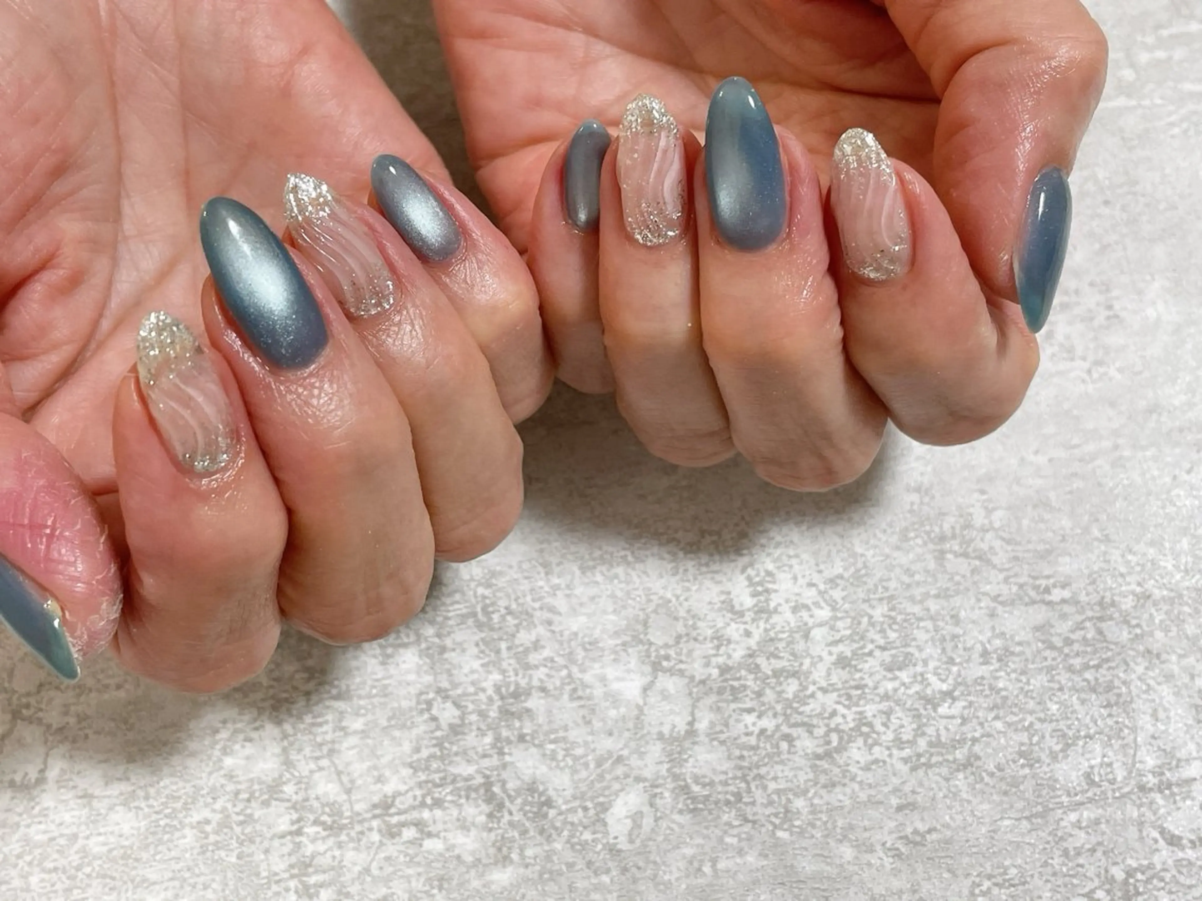 ネイル オーロラネイル フットネイル フレンチネイル ジェルネイル マグネットネイル mogunail &blowのネイルデザイン