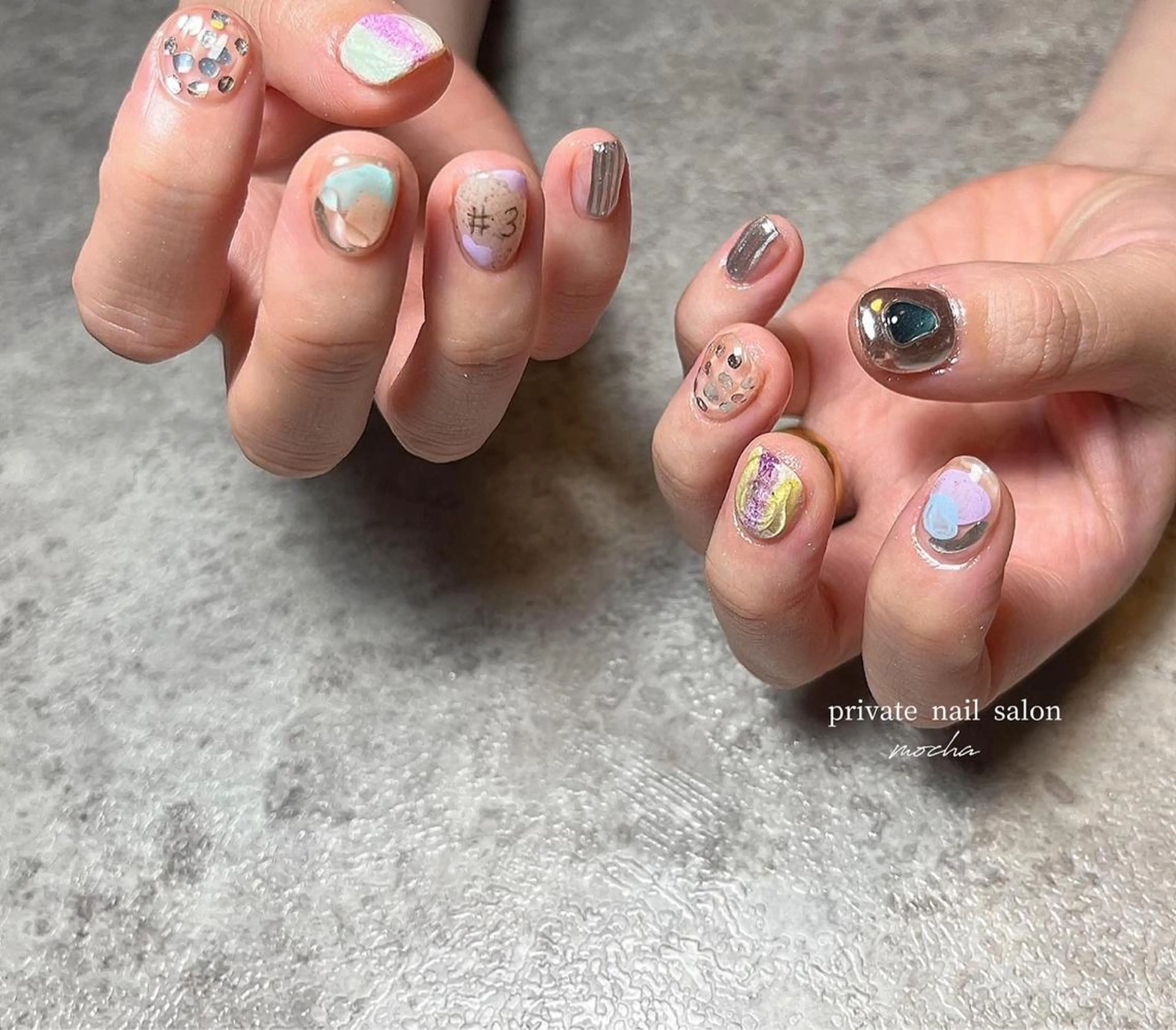 ネイル カジュアル チークネイル フレンチネイル ジェルネイル マグネットネイル ハンドネイル mocha nailのネイルデザイン