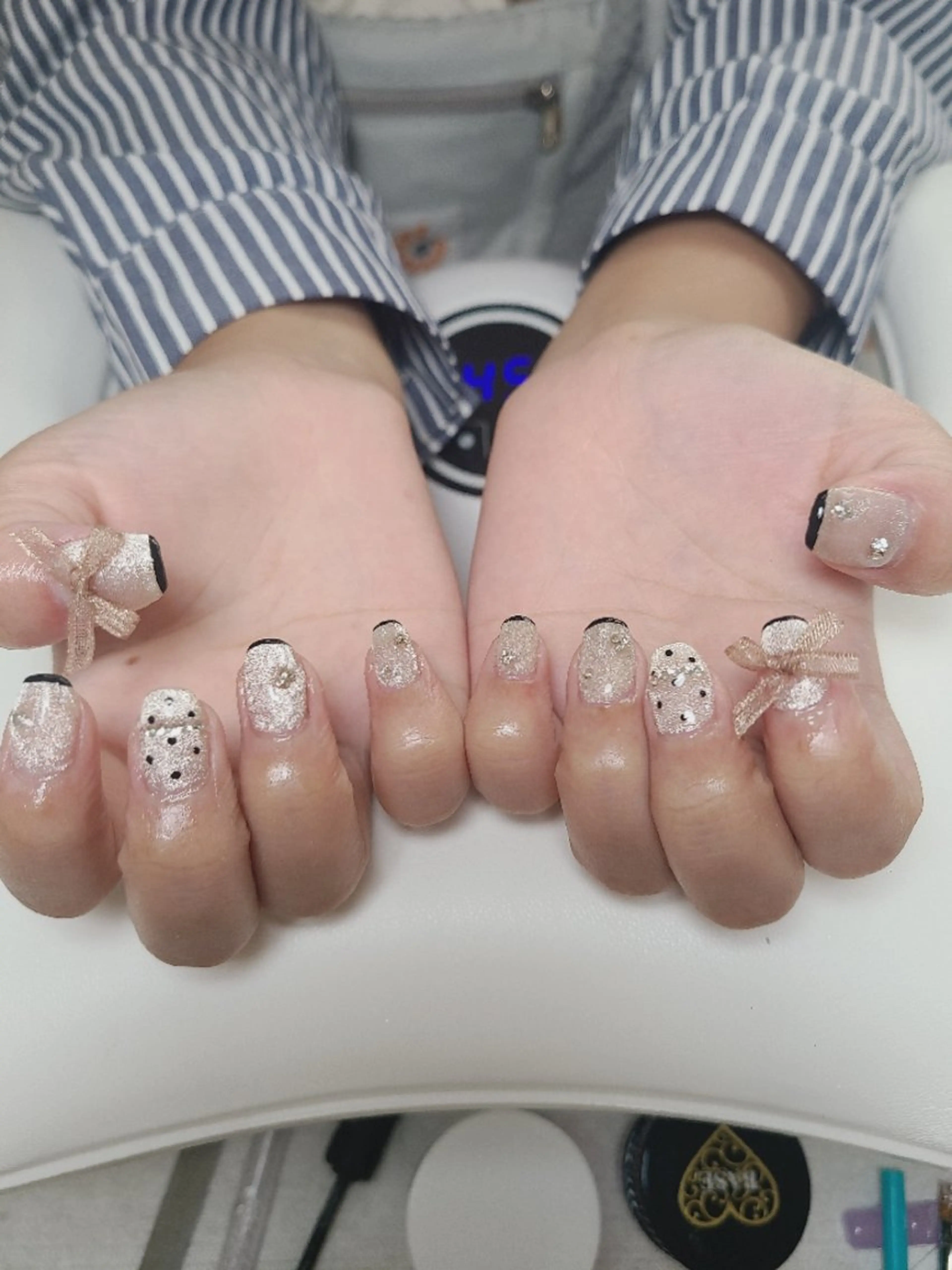 ネイル アートネイル ドット フレンチネイル キラキラネイル 韓国ネイル Nailroom3  古屋明美のネイルデザイン