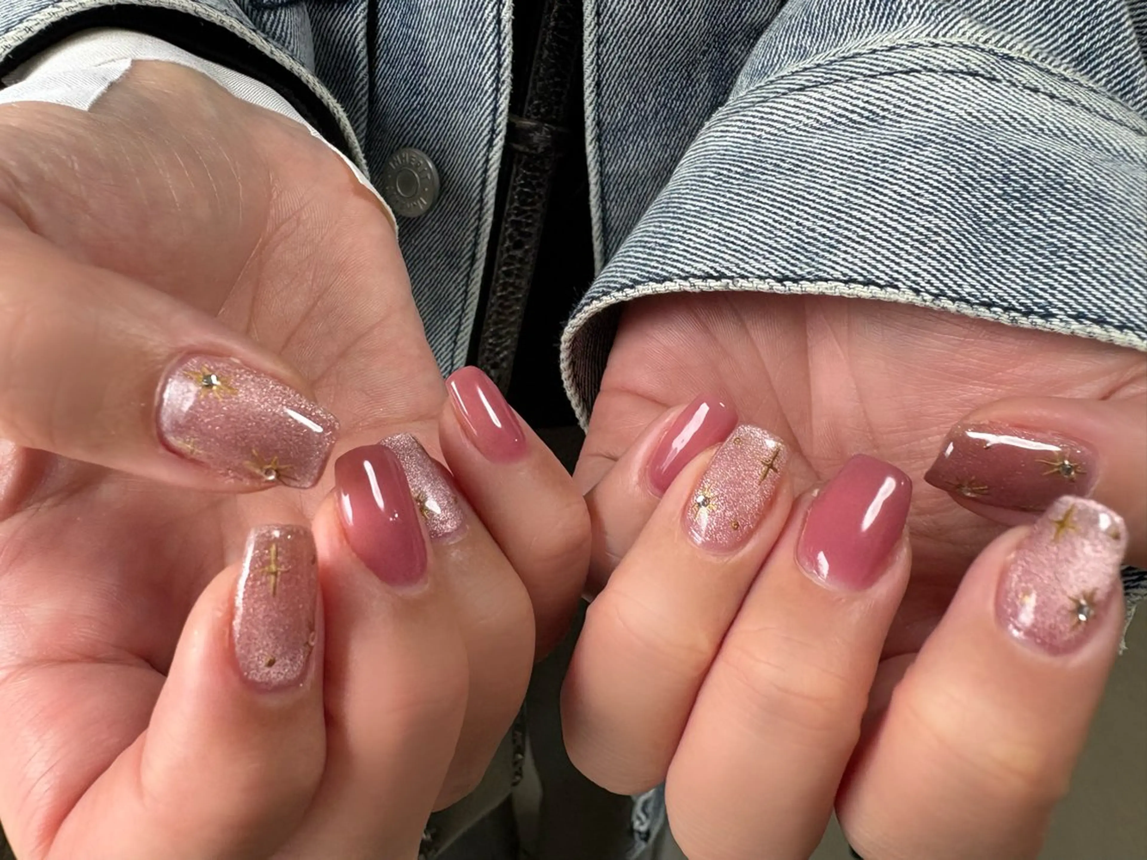 ネイル キラキラネイル マグネットネイル ピンク ハンドネイル フットネイル mieux YUKOのネイルデザイン