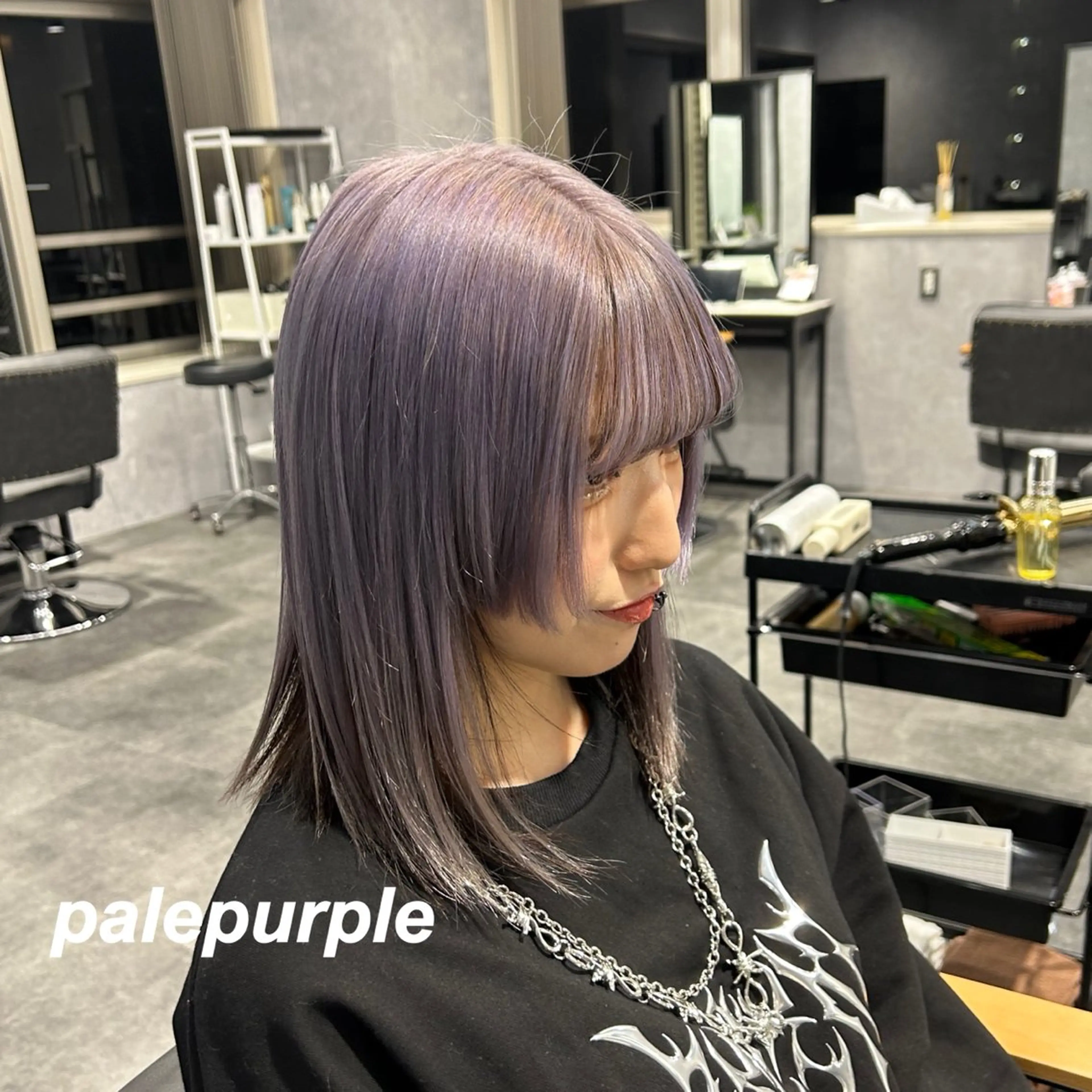 セミロング カラー ブロンド パープルカラー プルエクステ/インナ ーカラー🦊はるなのヘアスタイル