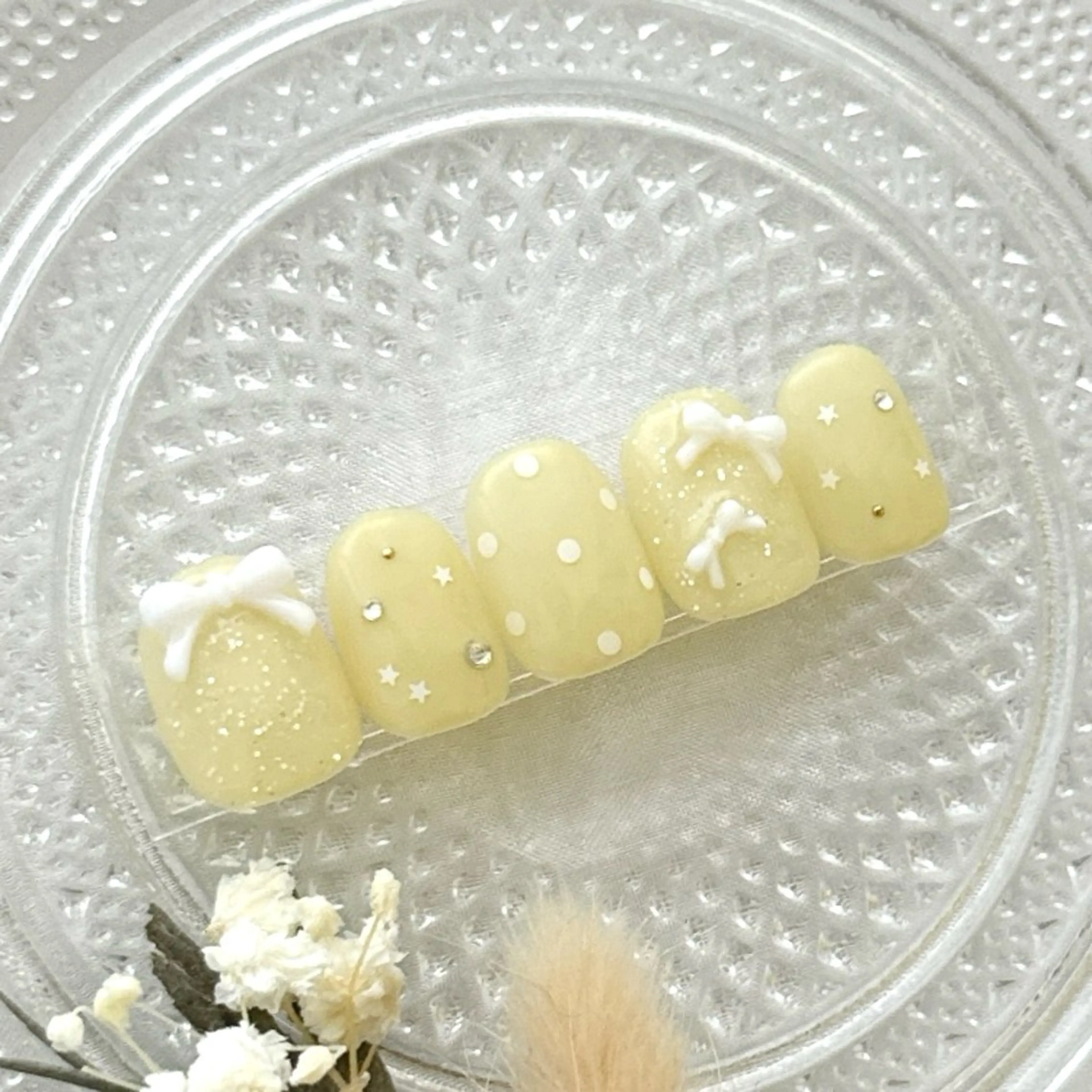 ネイル ラメ(グリッター) リボン ハンドネイル peaberry nailのネイルデザイン