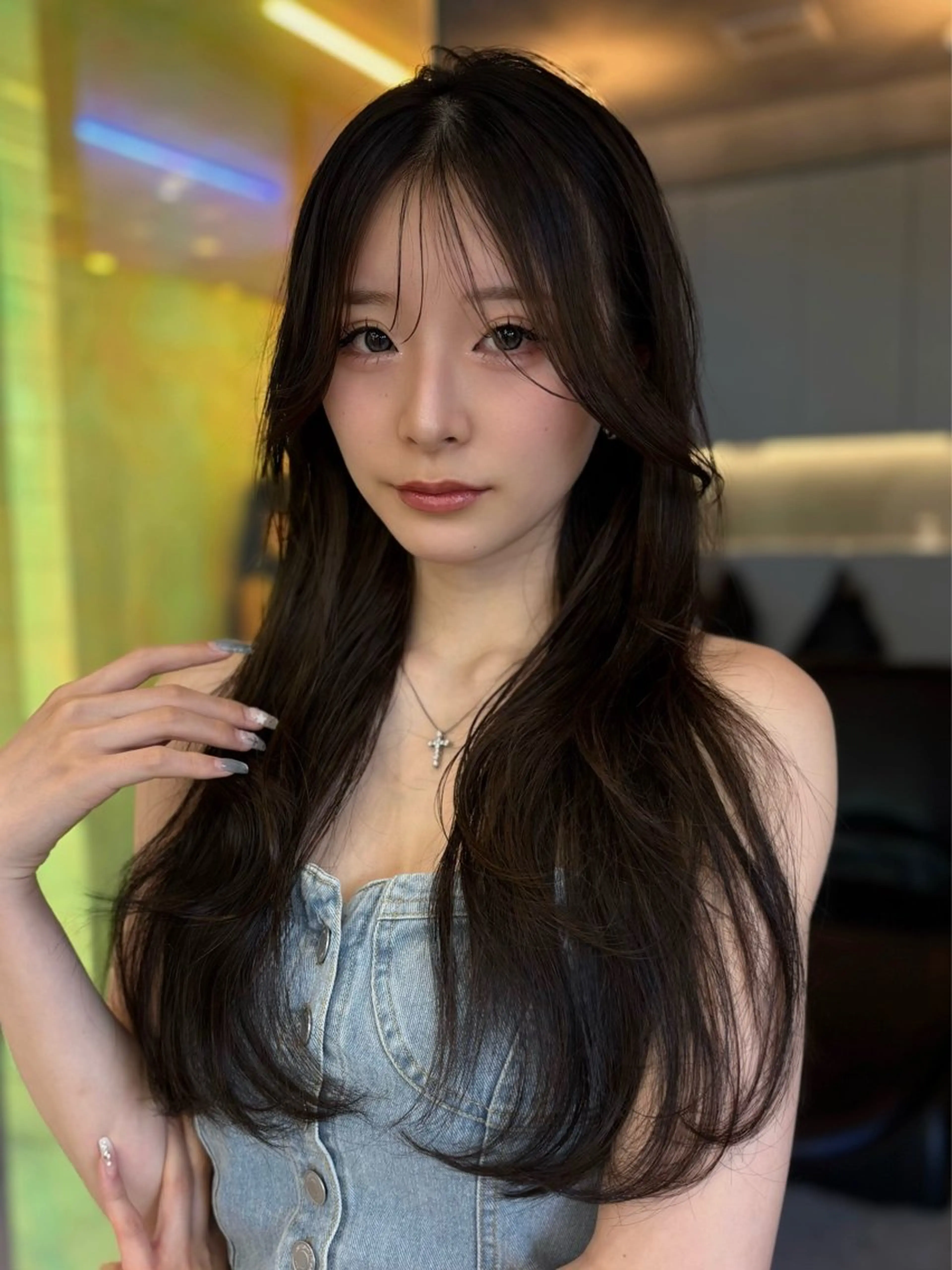 ロング カラー 透明感カラー トリートメント 色気レイヤースタイル 洒落色気ヘアマサトのヘアスタイル