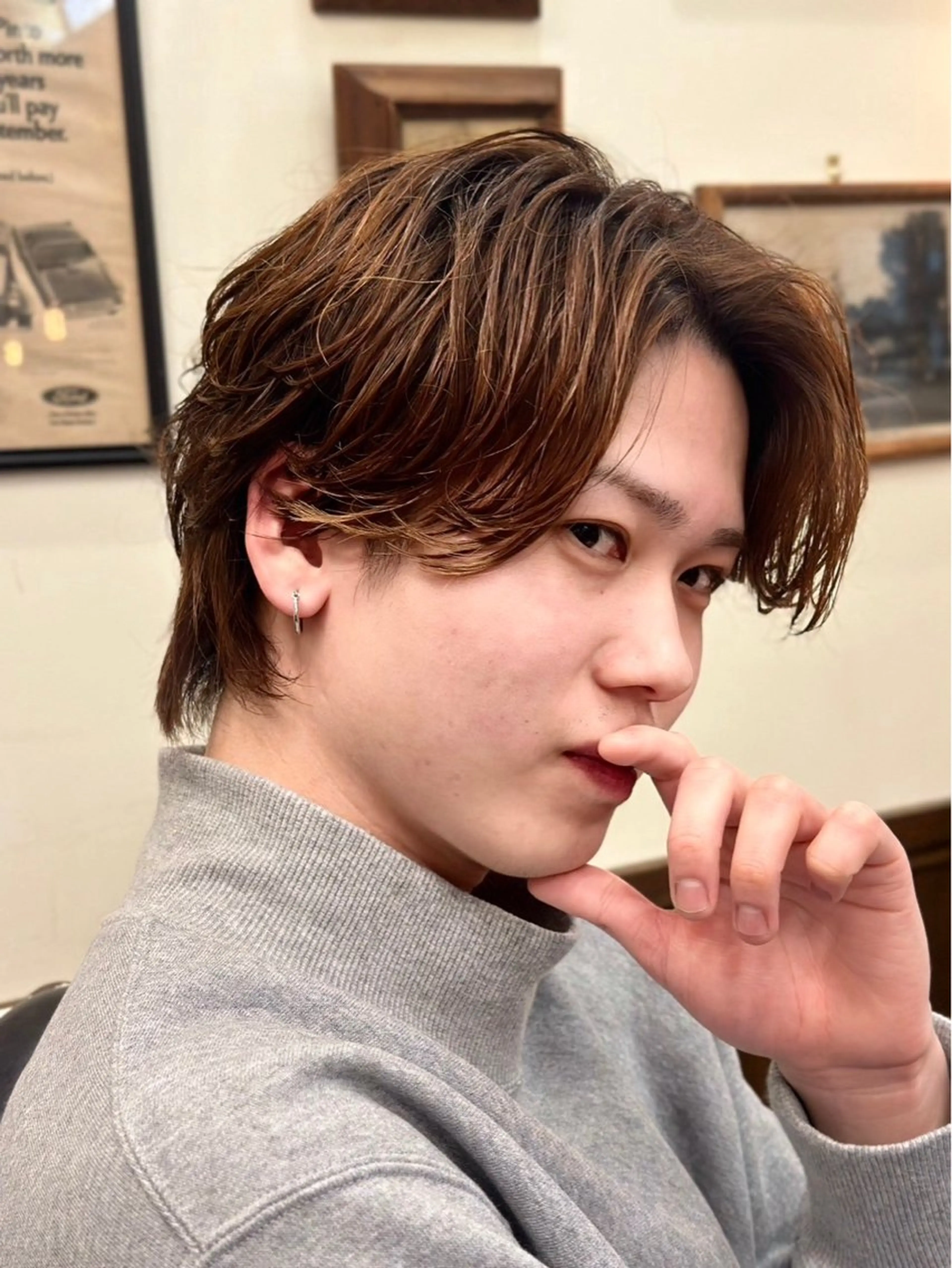 ショート パーマ メンズ 浅見 天翔のヘアスタイル