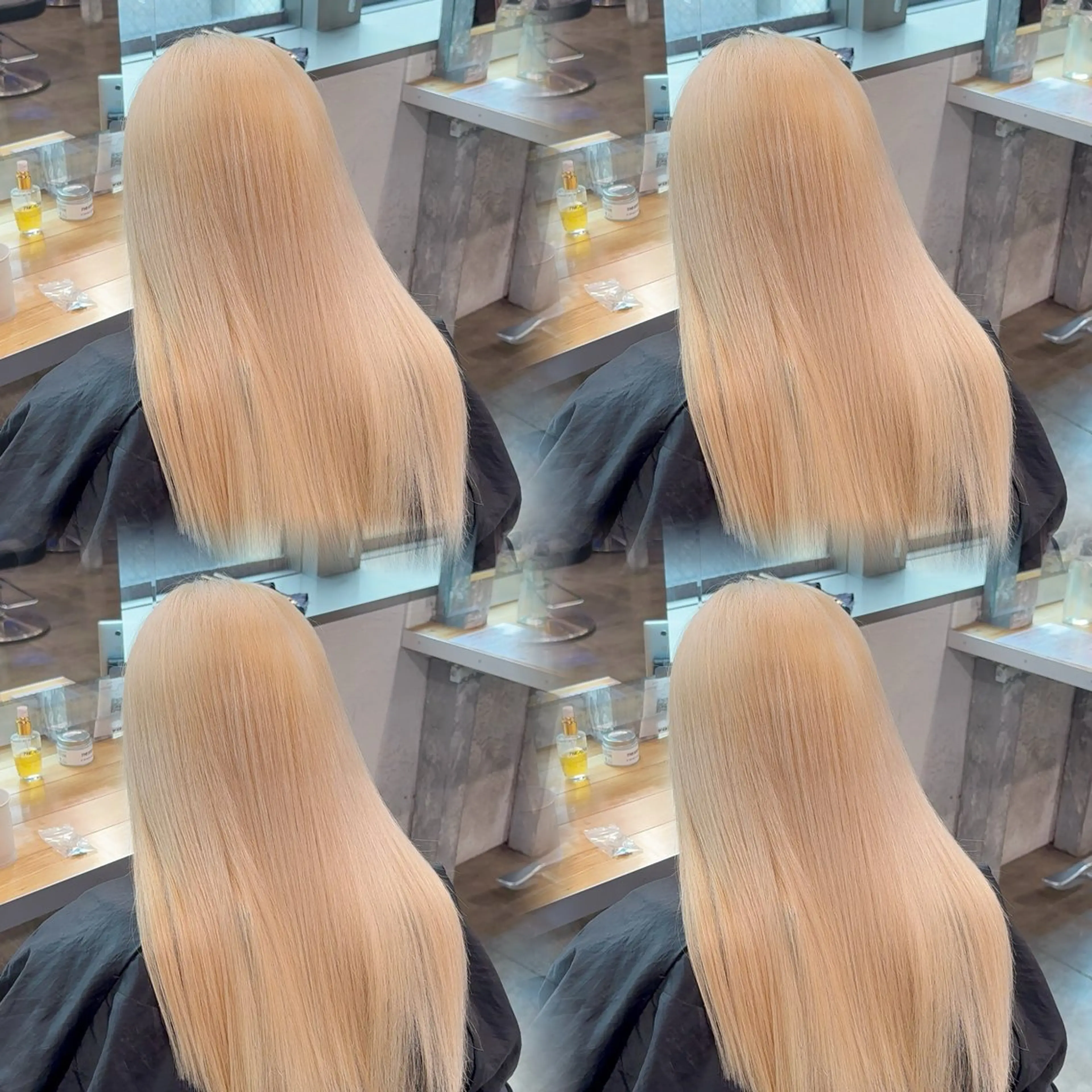 ロング カラー ヘアカラー トリートメント 透明感ベージュ/ レイヤー縮毛矯正のヘアスタイル