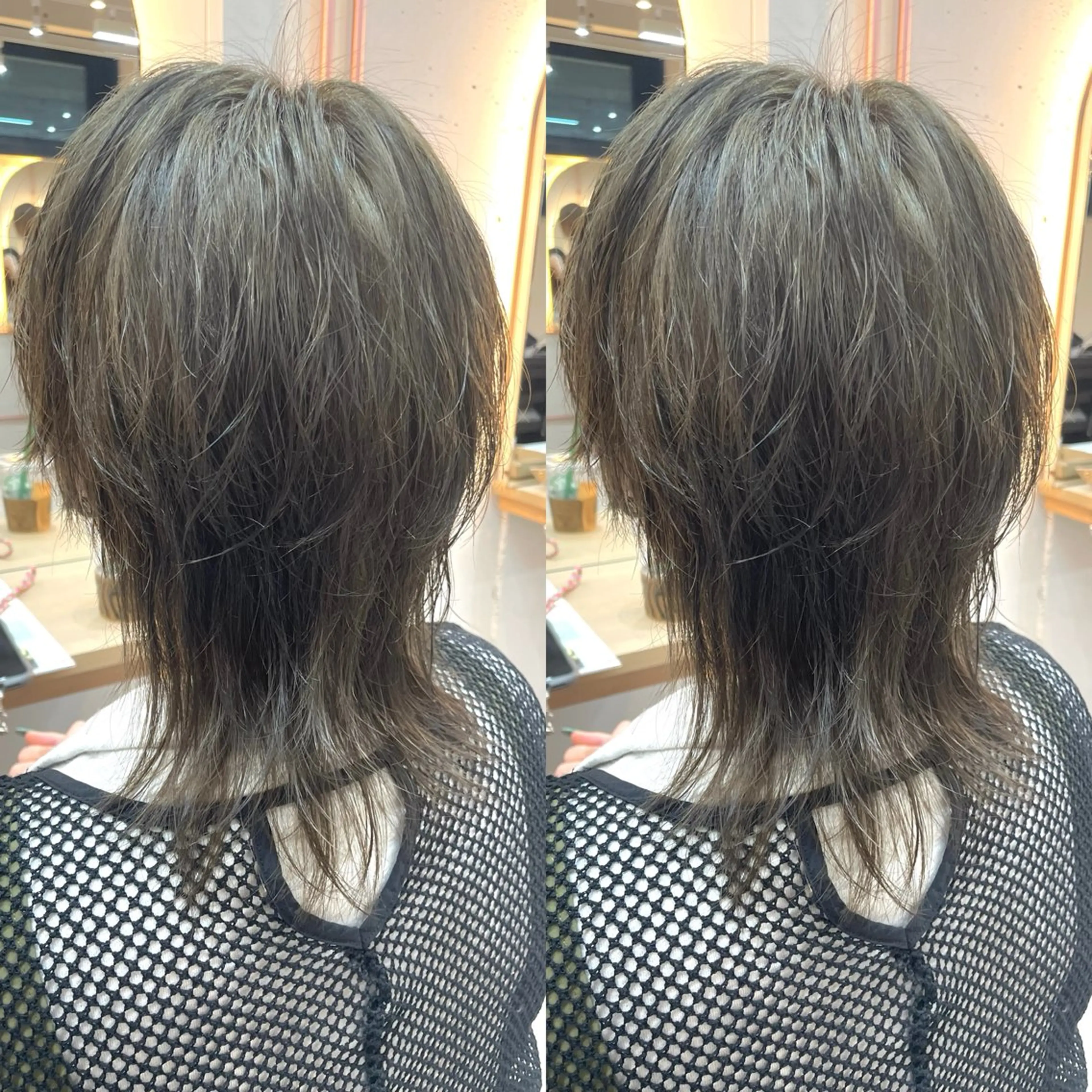 ミディアム カラー 透明感カラー ダブルカラー グレージュ オリーブグレージュ オリーブグレー カット ヘアカラー トリートメント ヘアセット ブリーチ無しダブル カラー🦕まどかのヘアスタイル