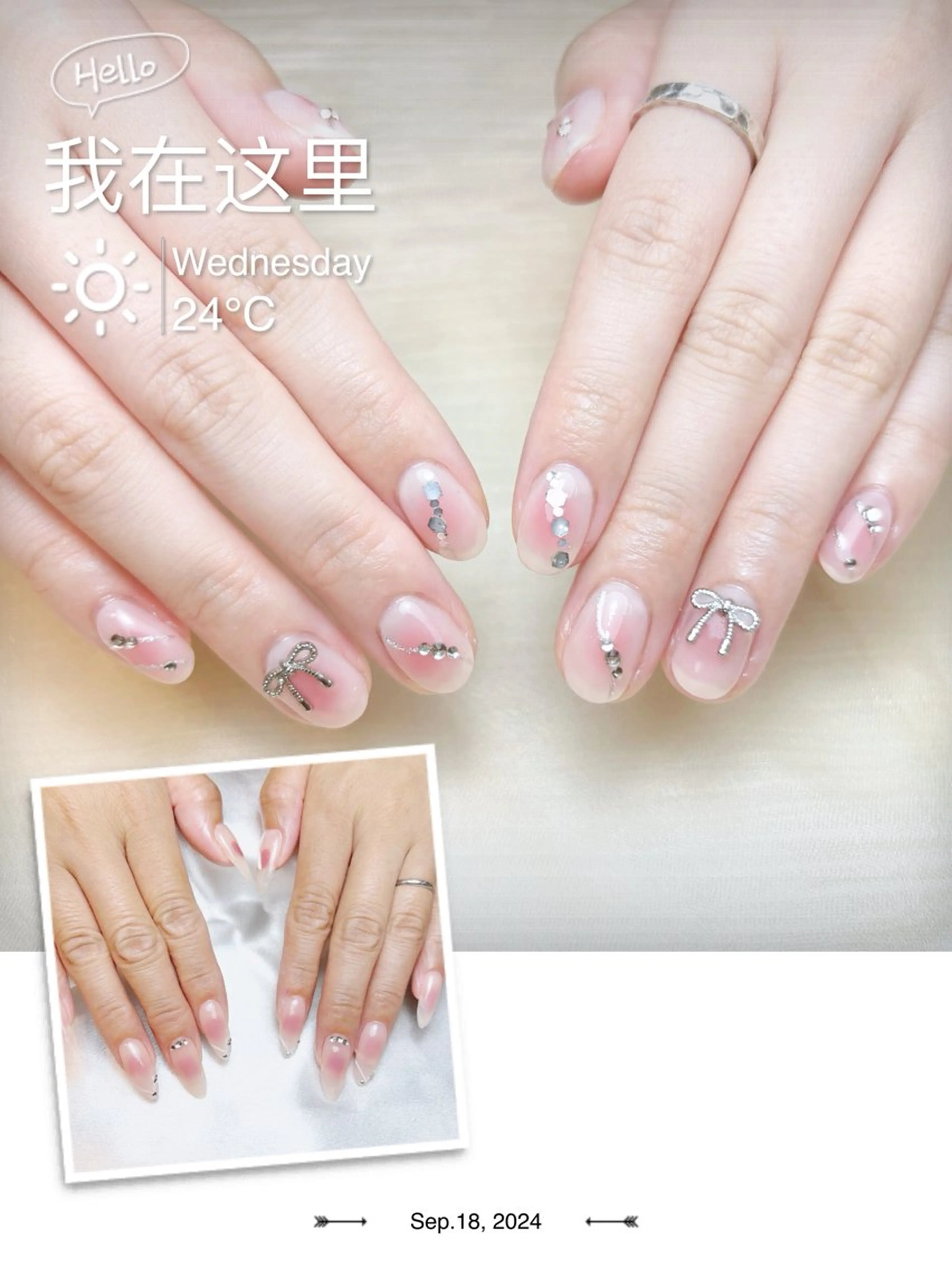 ネイル ハンドネイル H3 Nail Tsuki🦋💙のネイルデザイン