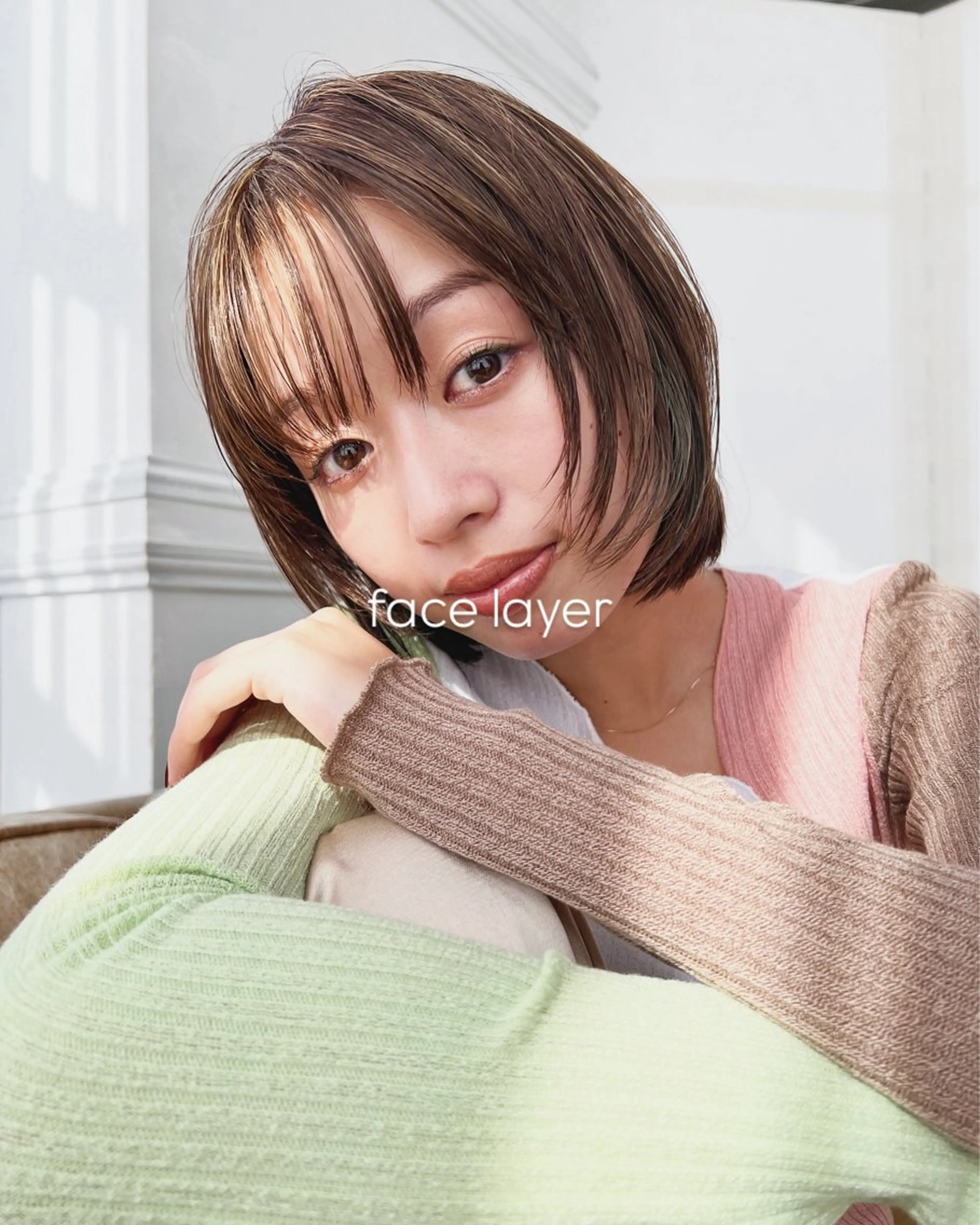 ミディアム カラー ボブ レイヤーカット カット ヘアカラー 縮毛矯正 トリートメント 韓国ヘア/ 髪質改善特化谷名勇輝のヘアスタイル