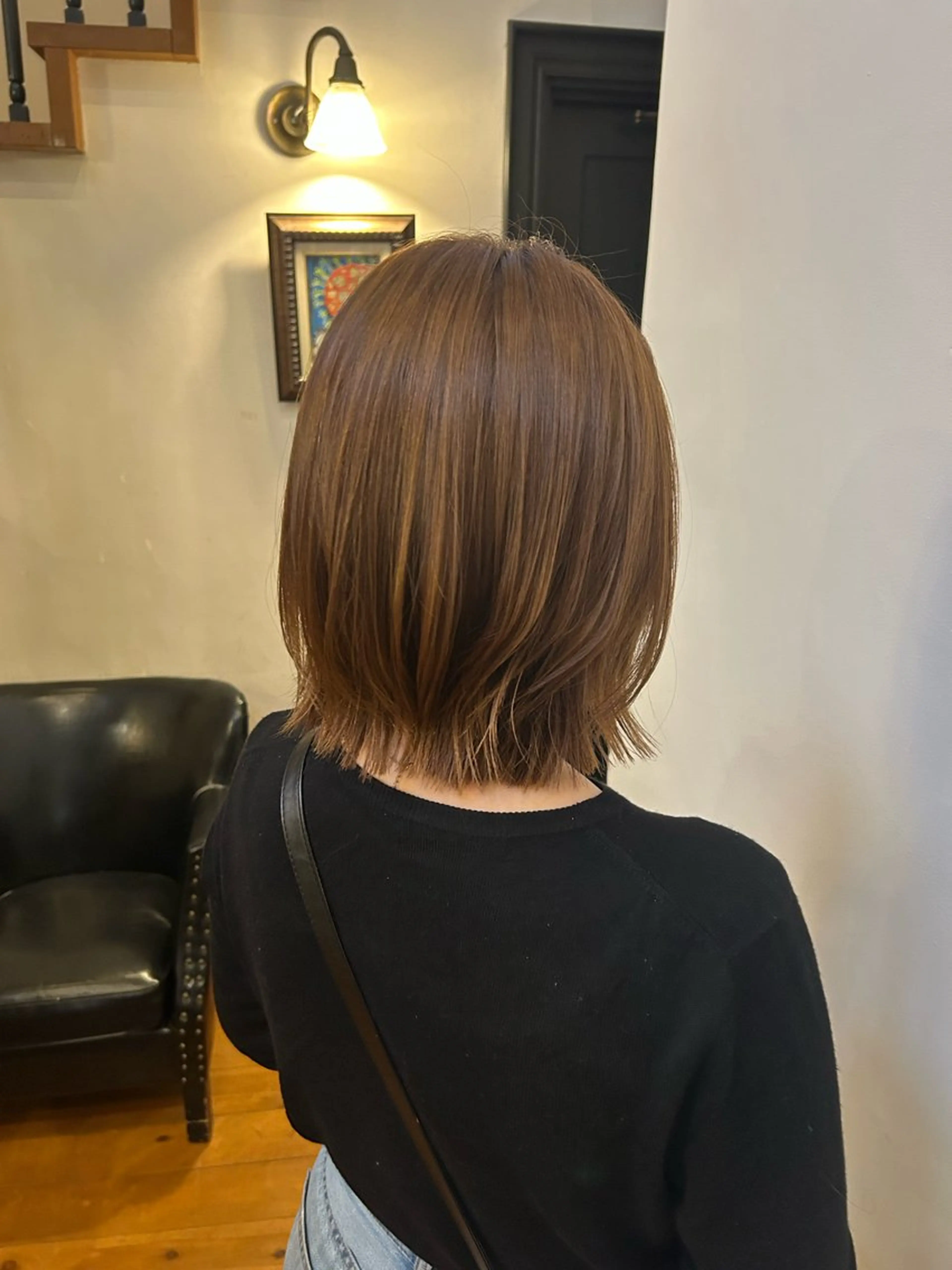 ミディアム ボブ くびれヘア カット ヘアカラー ボブ/水素カラー/ 美髪/蟹江/吉川清保のヘアスタイル