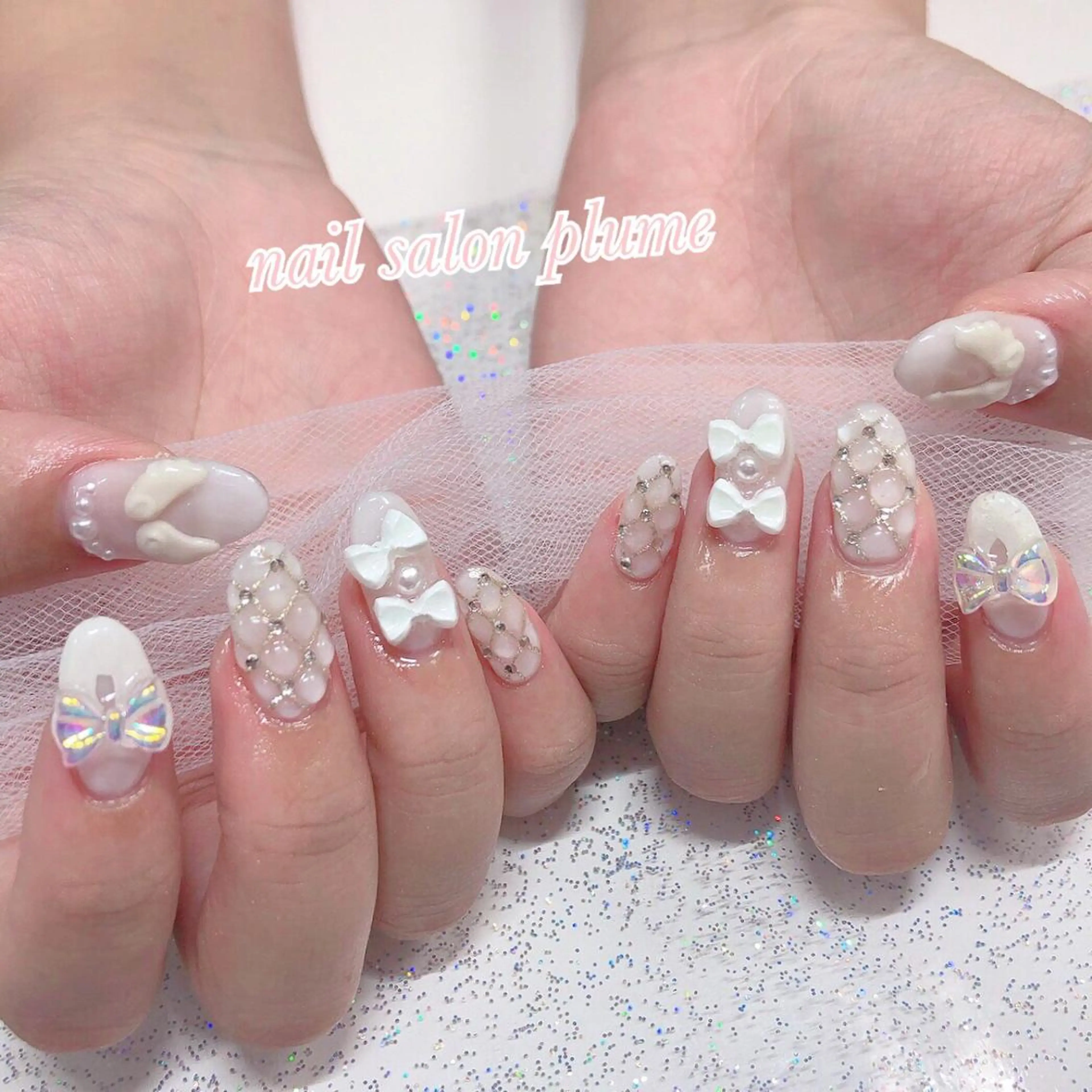 ネイル アートネイル クリアネイル フラワーネイル ジェルネイル ハート ハンドネイル plume nail ☆韓国ネイルのネイルデザイン