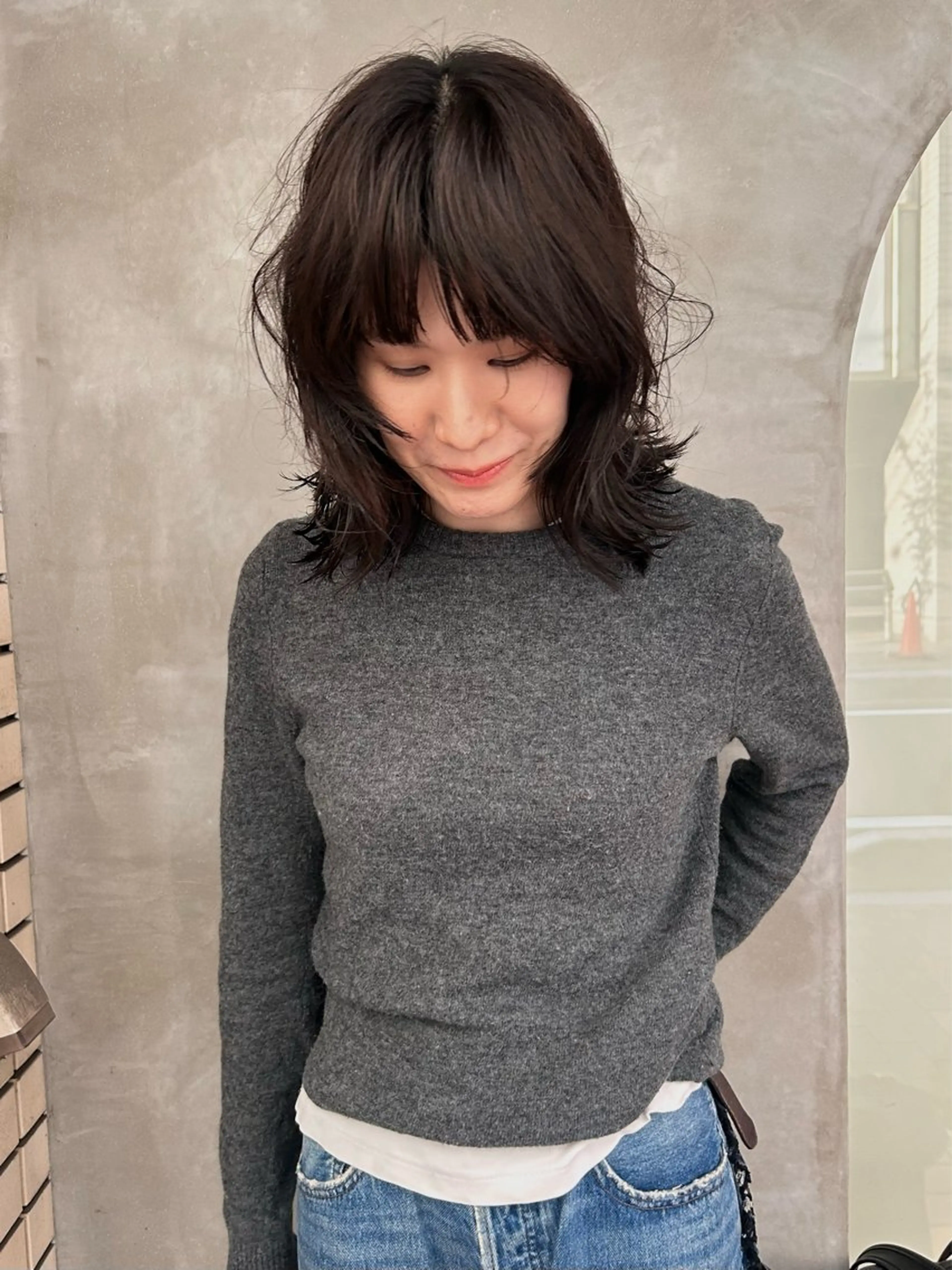 ミディアム カラー パーマ デザインカット/ パーマ/nanaのヘアスタイル