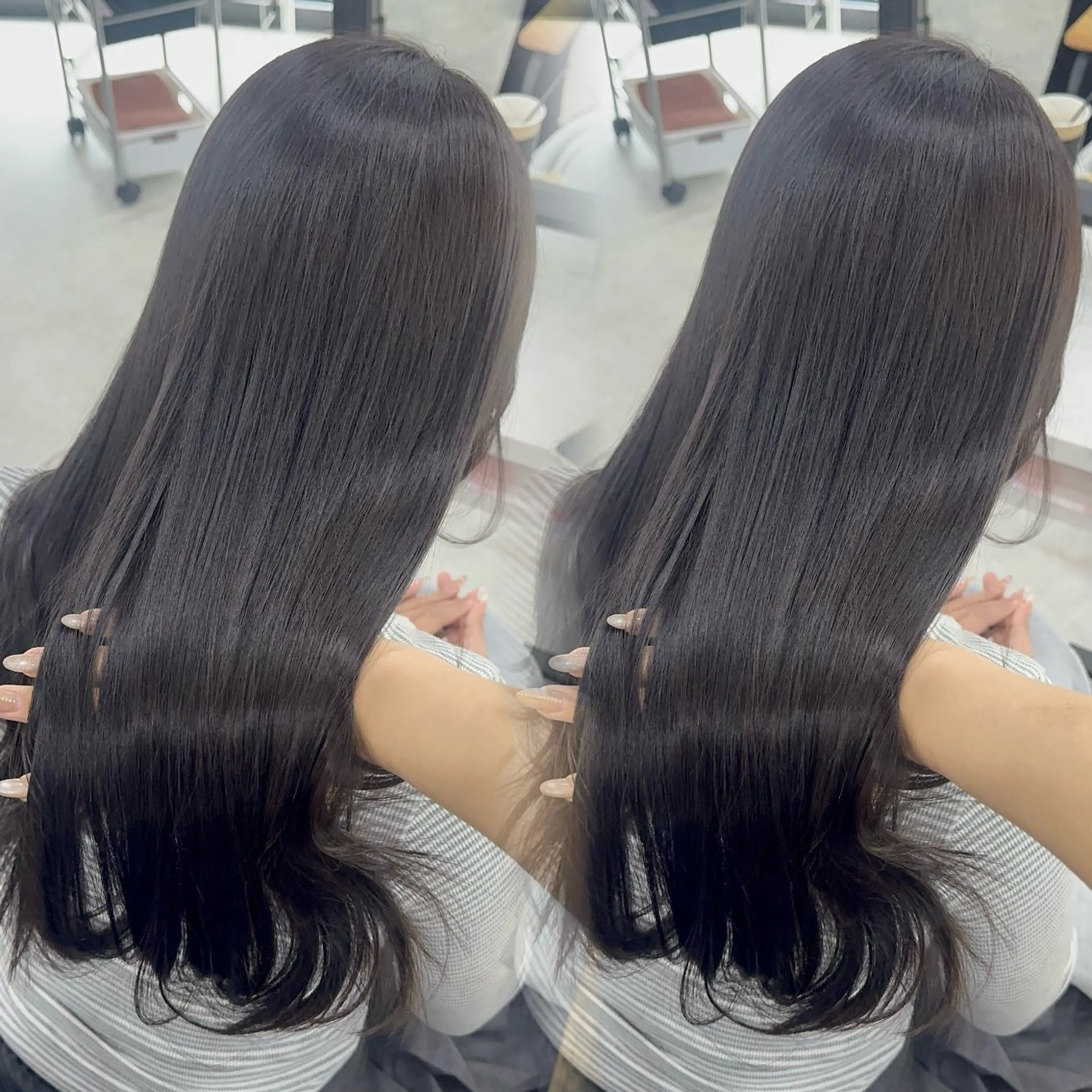 ロング カラー アッシュ アッシュブラウン ベージュカラー 黒髪 ブリーチ カット ヘアカラー トリートメント 赤み無し柔らかカラー 【梅田】madokaのヘアスタイル