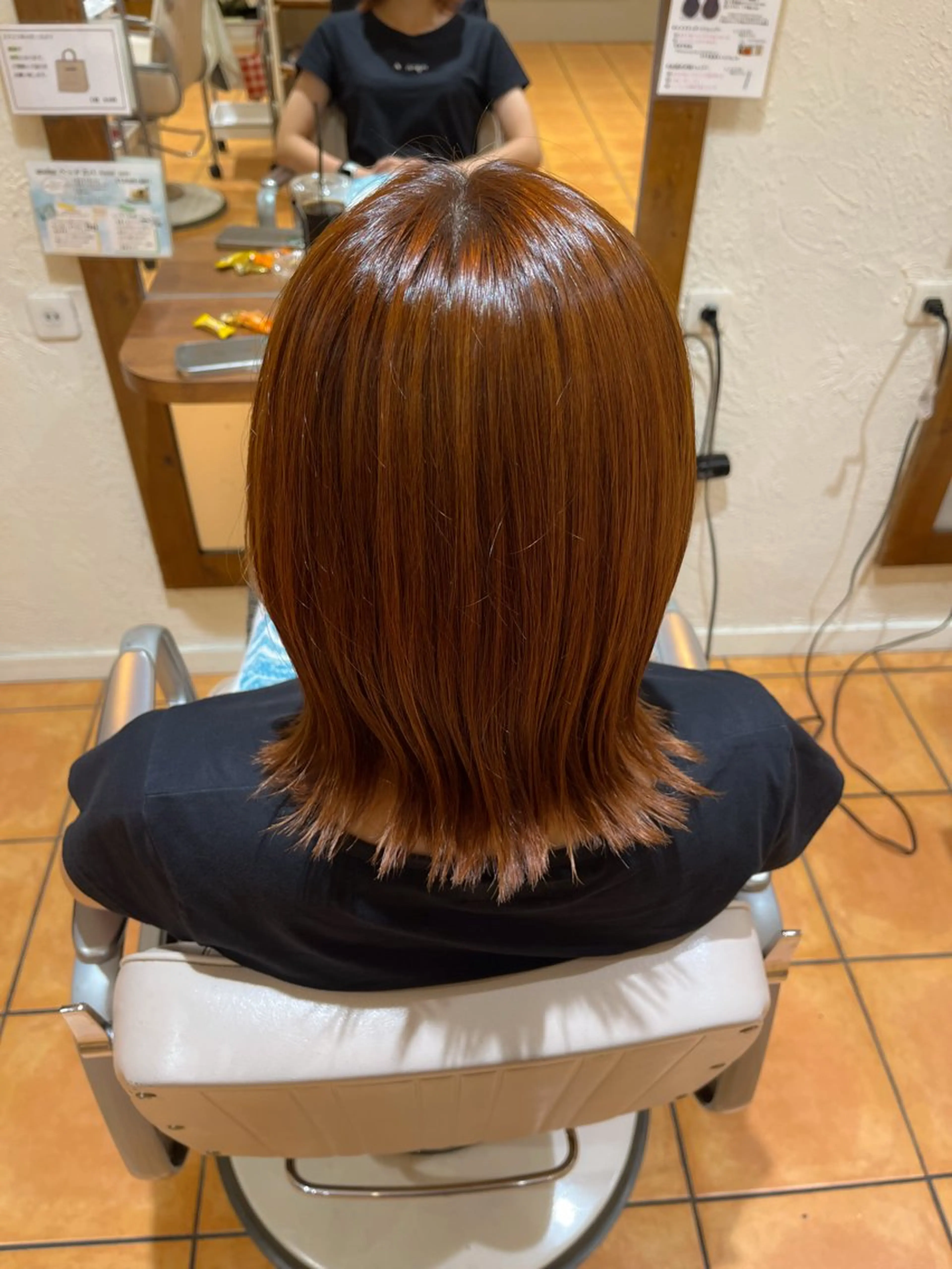 ミディアム カラー オレンジ ピンクカラー ヘアカラー トリートメント ほそや うらら / モデル募集中🌹のヘアスタイル