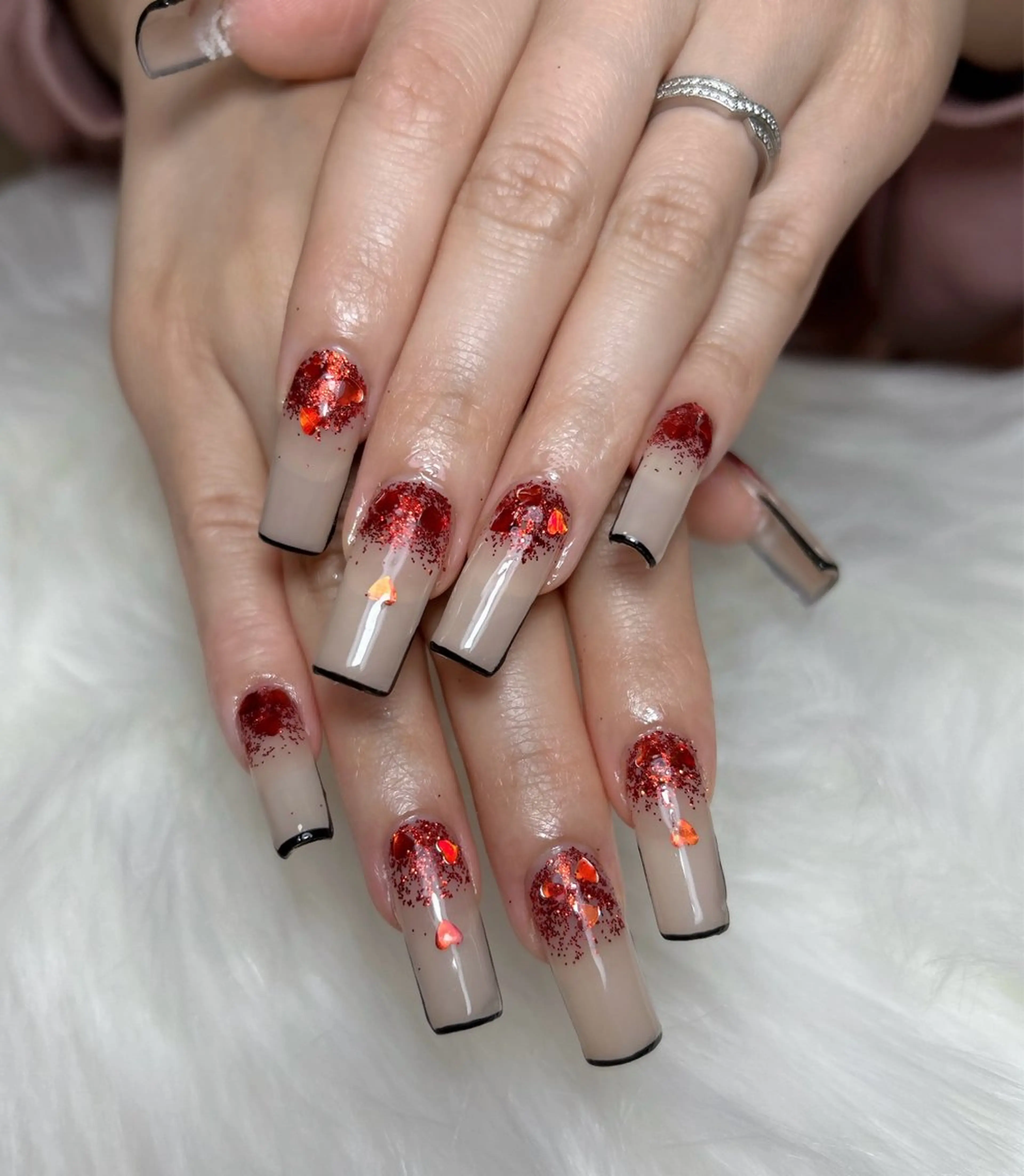 ネイル アートネイル オーロラネイル チークネイル 長さ出し フットネイル Chan nailsのネイルデザイン