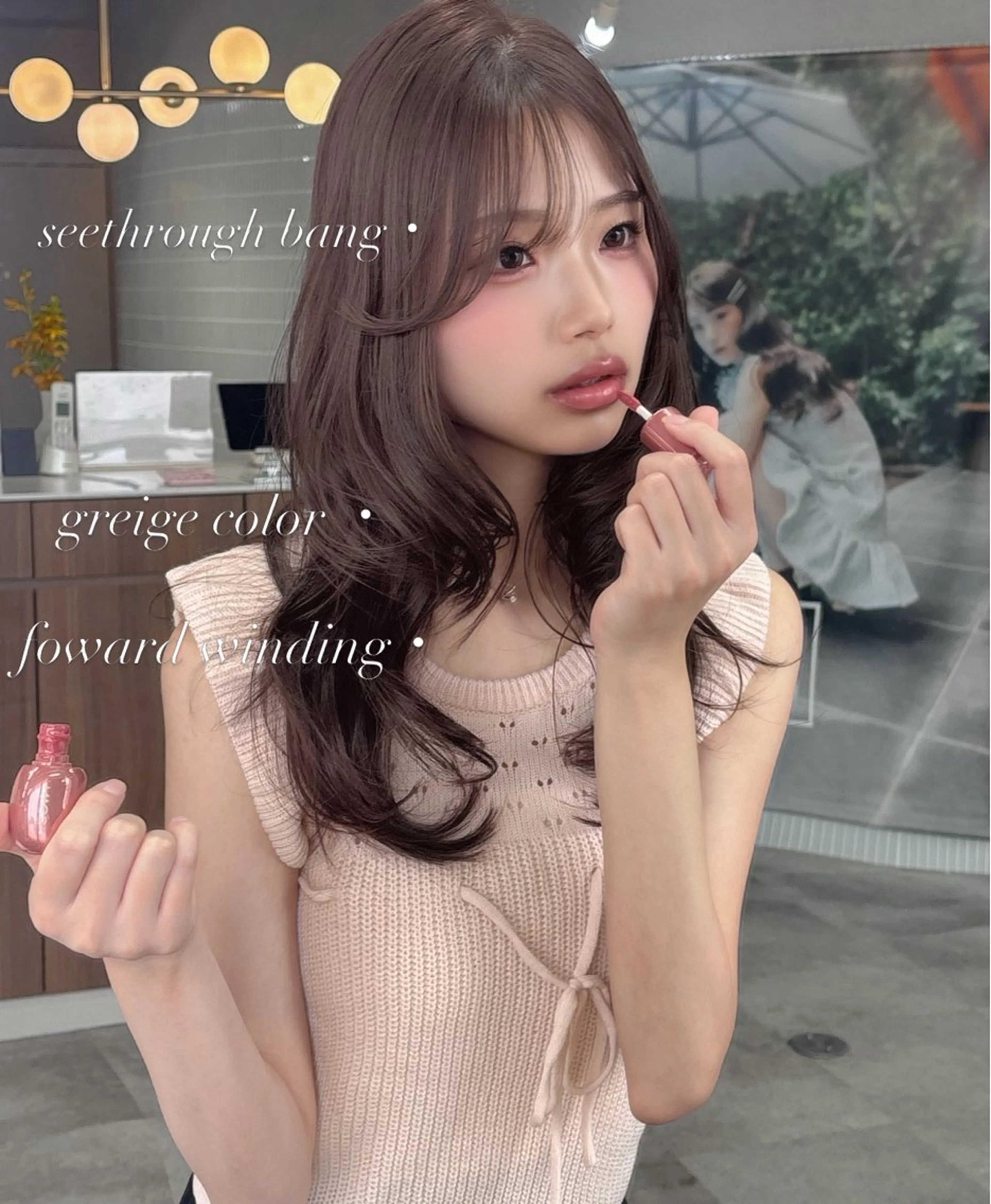 セミロング 韓国風ヘア レイヤーカット 似合わせカット カット ヘアカラー トリートメント 西尾 彩那のヘアスタイル