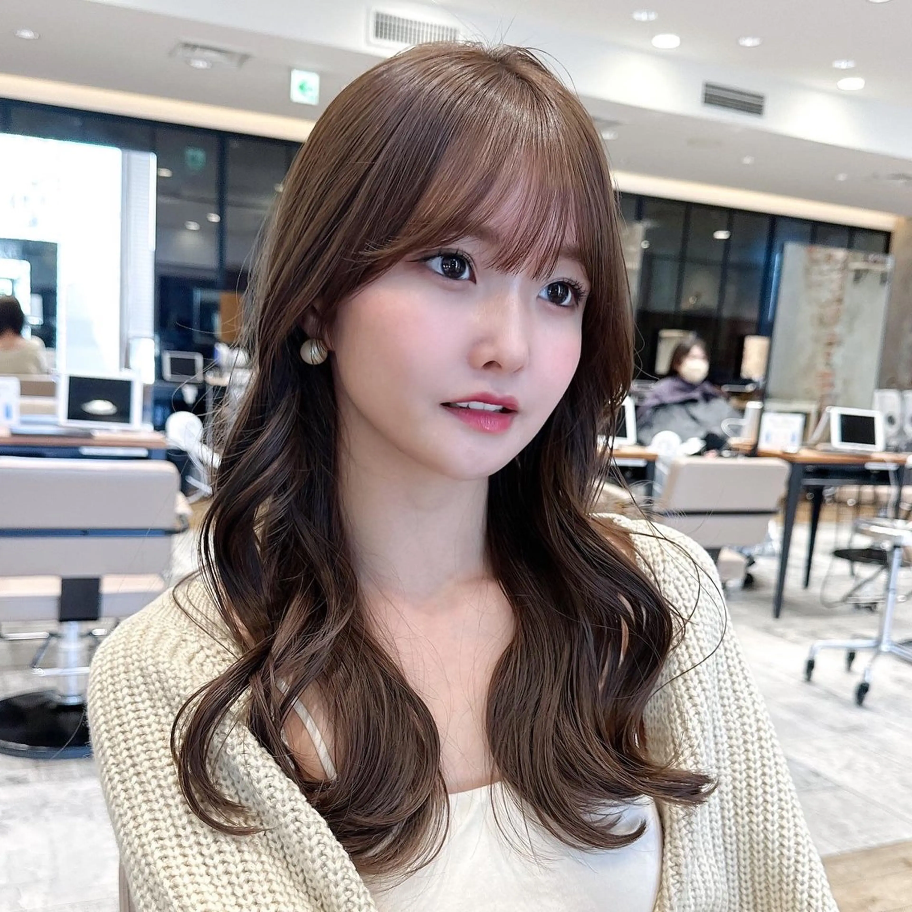 セミロング カラー ベージュカラー ブラウンカラー ブラウンベージュ くびれヘア 顔周りカット 顔周り/くびれヘア 韓国ヘア💕風間るなのヘアスタイル
