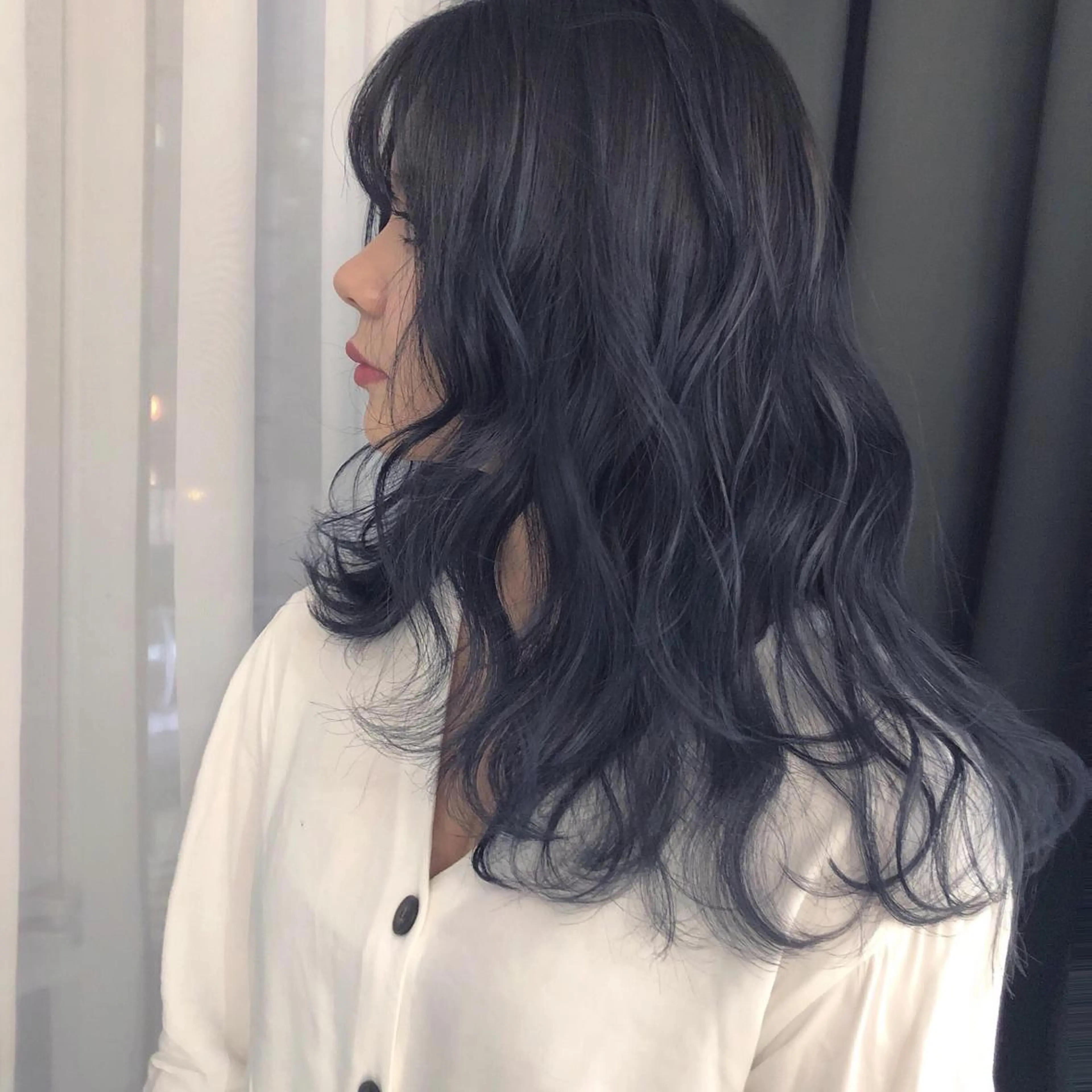 ロング カラー ハイライトカラー パープルカラー ハイライト ORIKA 美容室のヘアスタイル