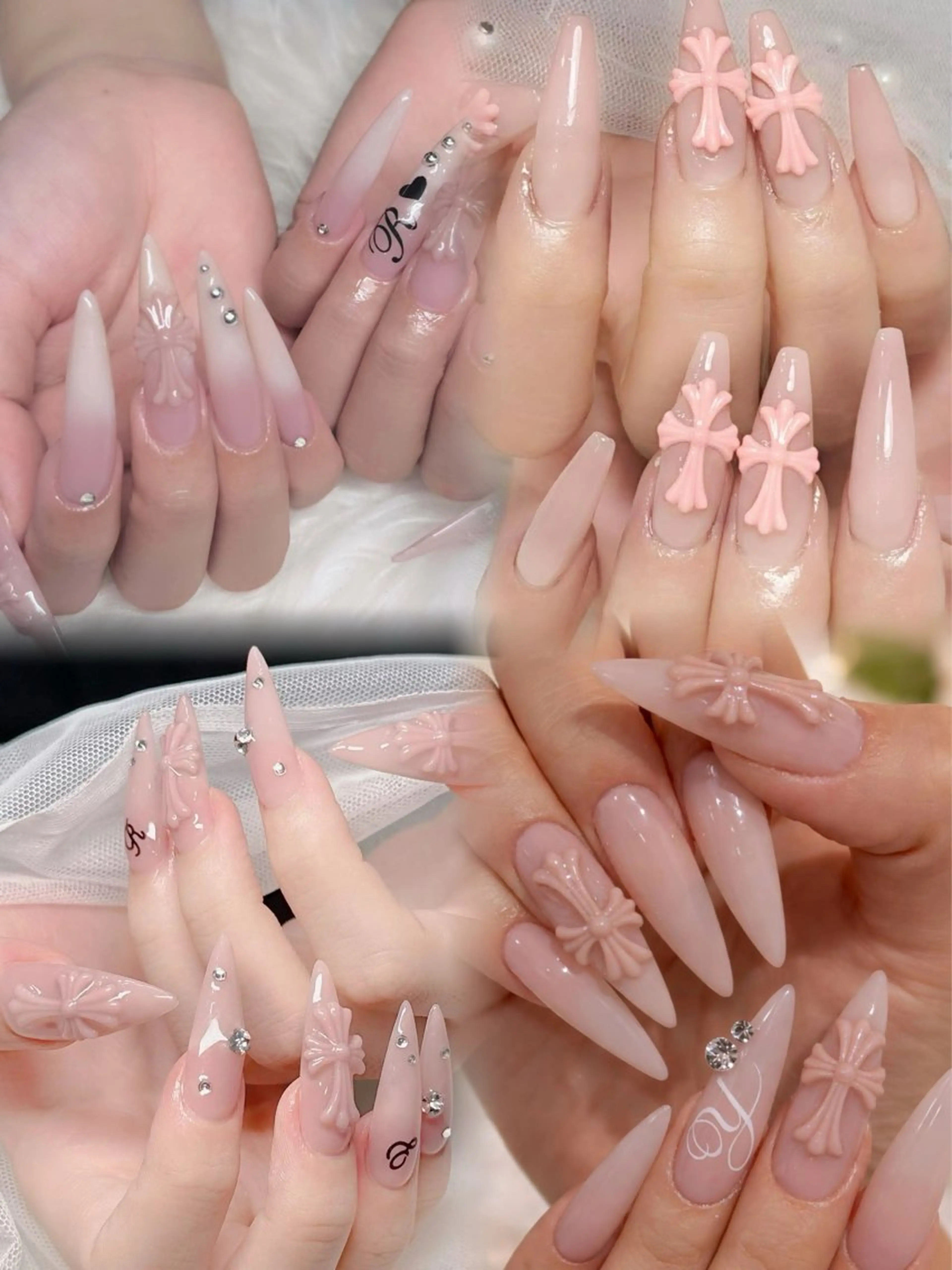 ネイル 長さ出し フレンチネイル 韓国ネイル レース マグネットネイル ハンドネイル 波 なみのネイルデザイン