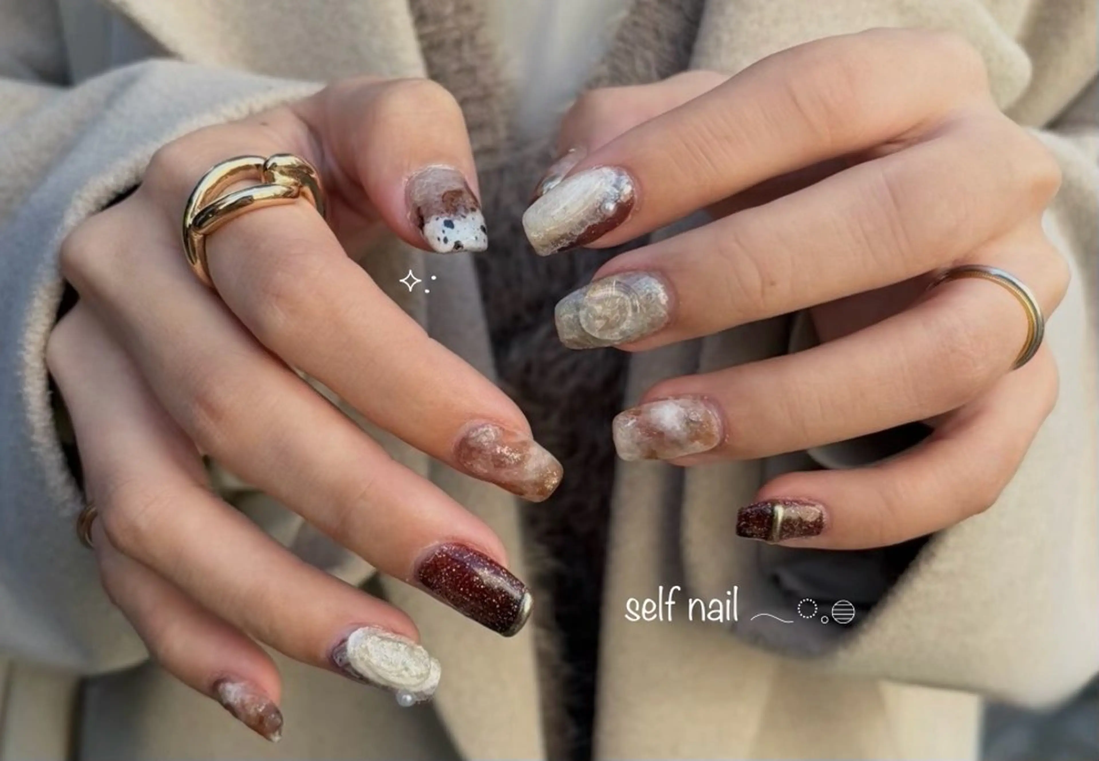 ネイル ブラウン ニュアンスネイル 【ruana】 yuukiのネイルデザイン