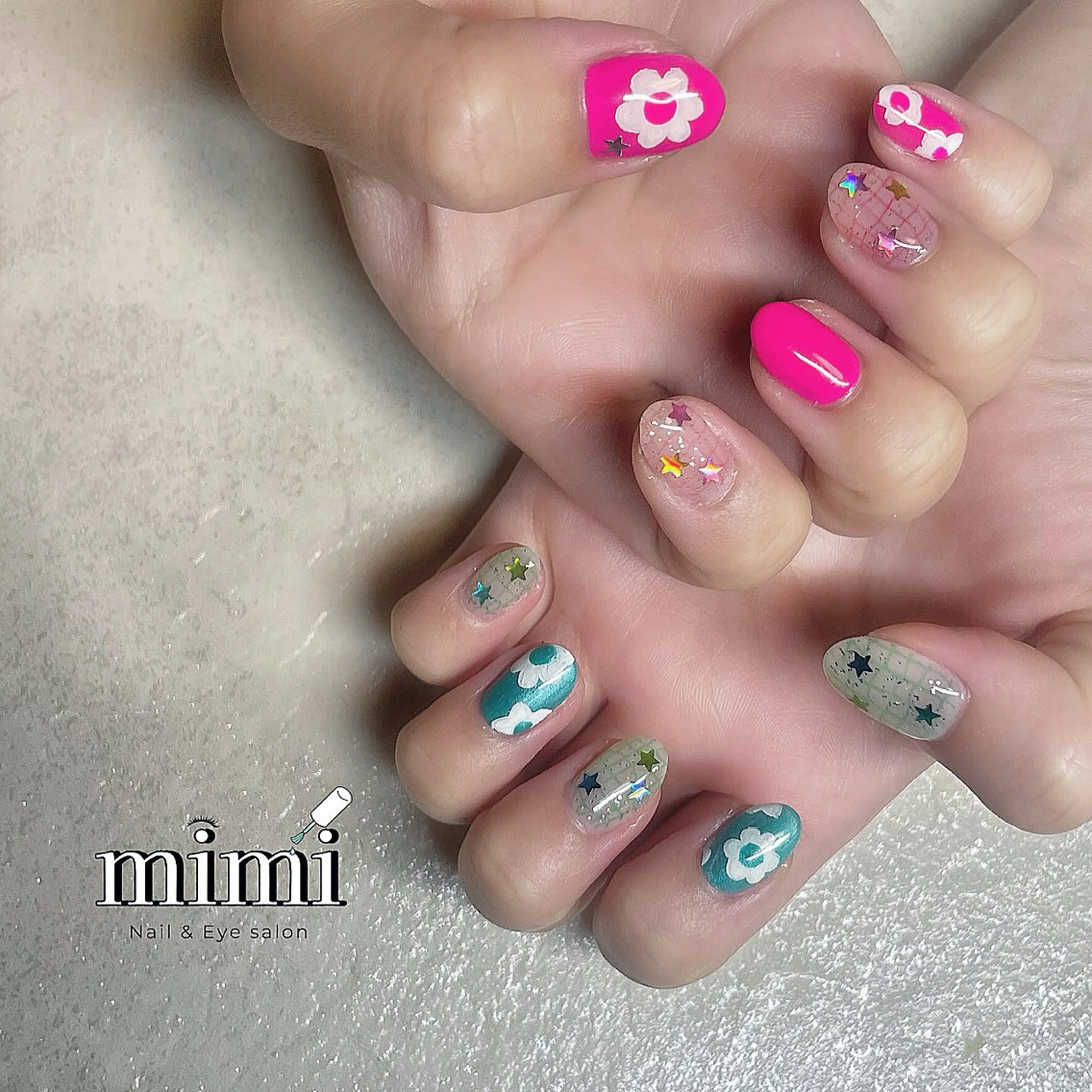 ネイル アートネイル クリアネイル 長さ出し ピンク 夏ネイル Nail&Eye Ruruのネイルデザイン