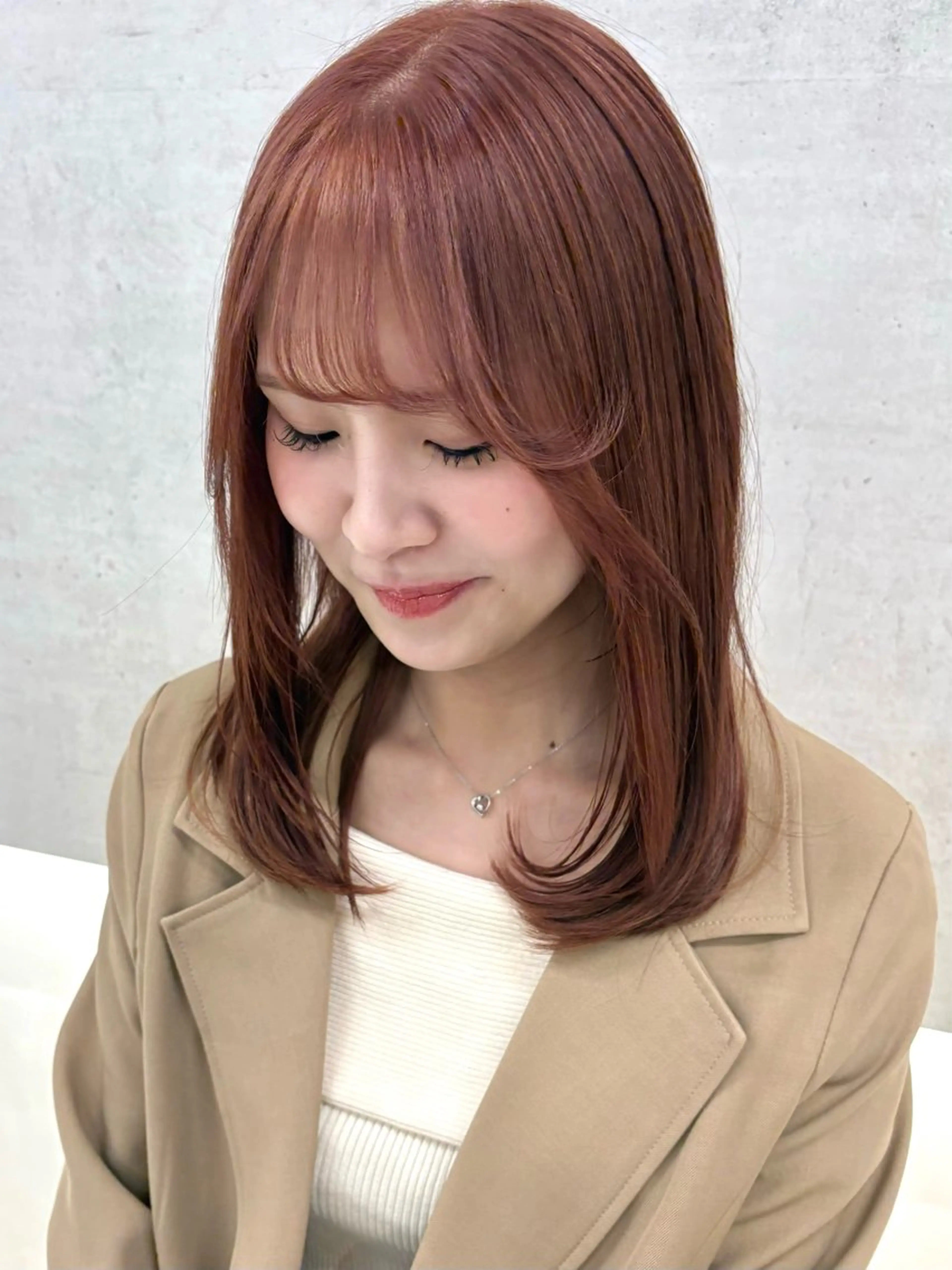 セミロング カット ヘアカラー 福岡美容師 透明感カラーのヘアスタイル