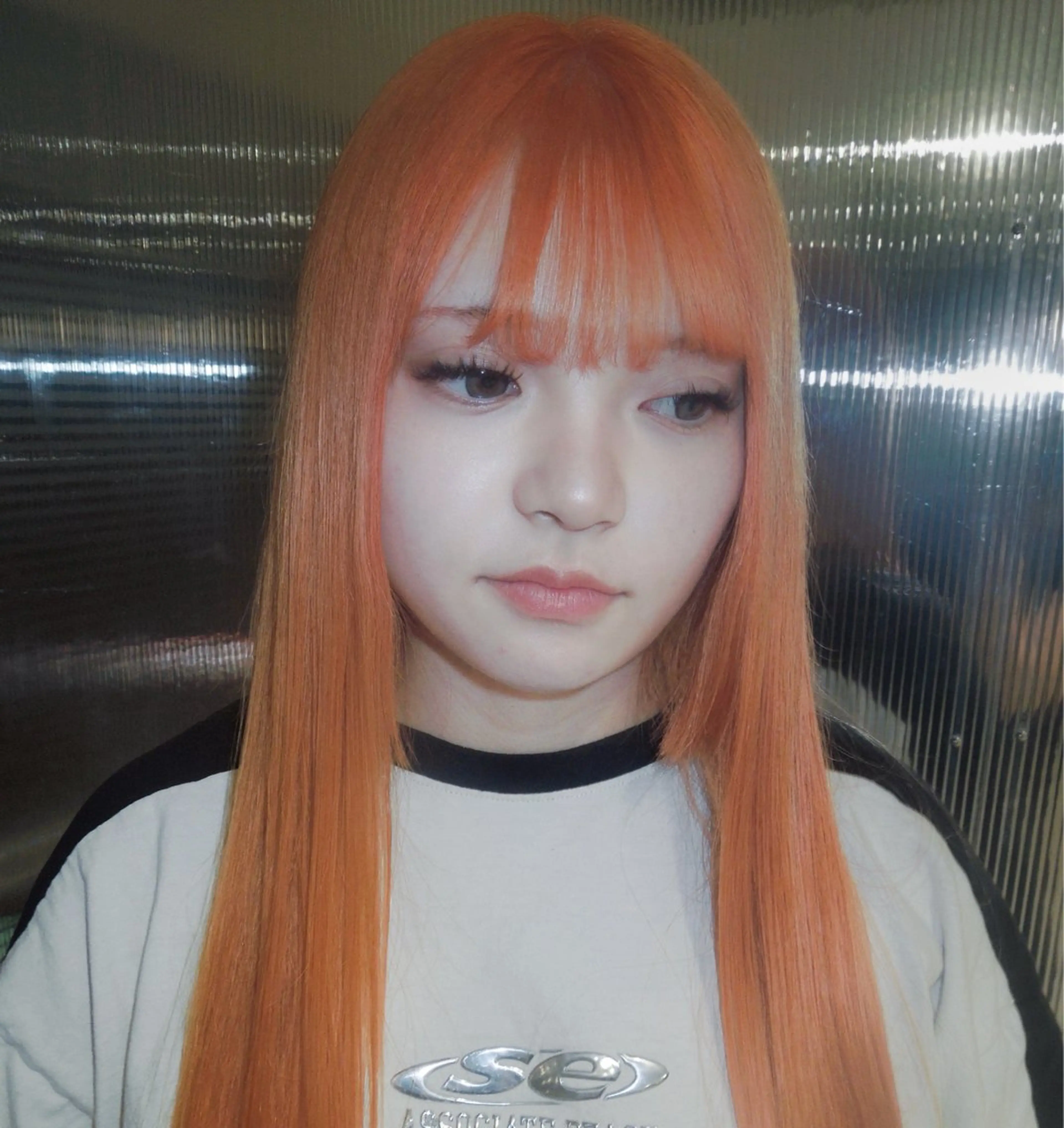 ロング カラー ブリーチ オレンジ カット ヘアカラー トリートメント タマキ/似合わせ カット/Wカラーのヘアスタイル