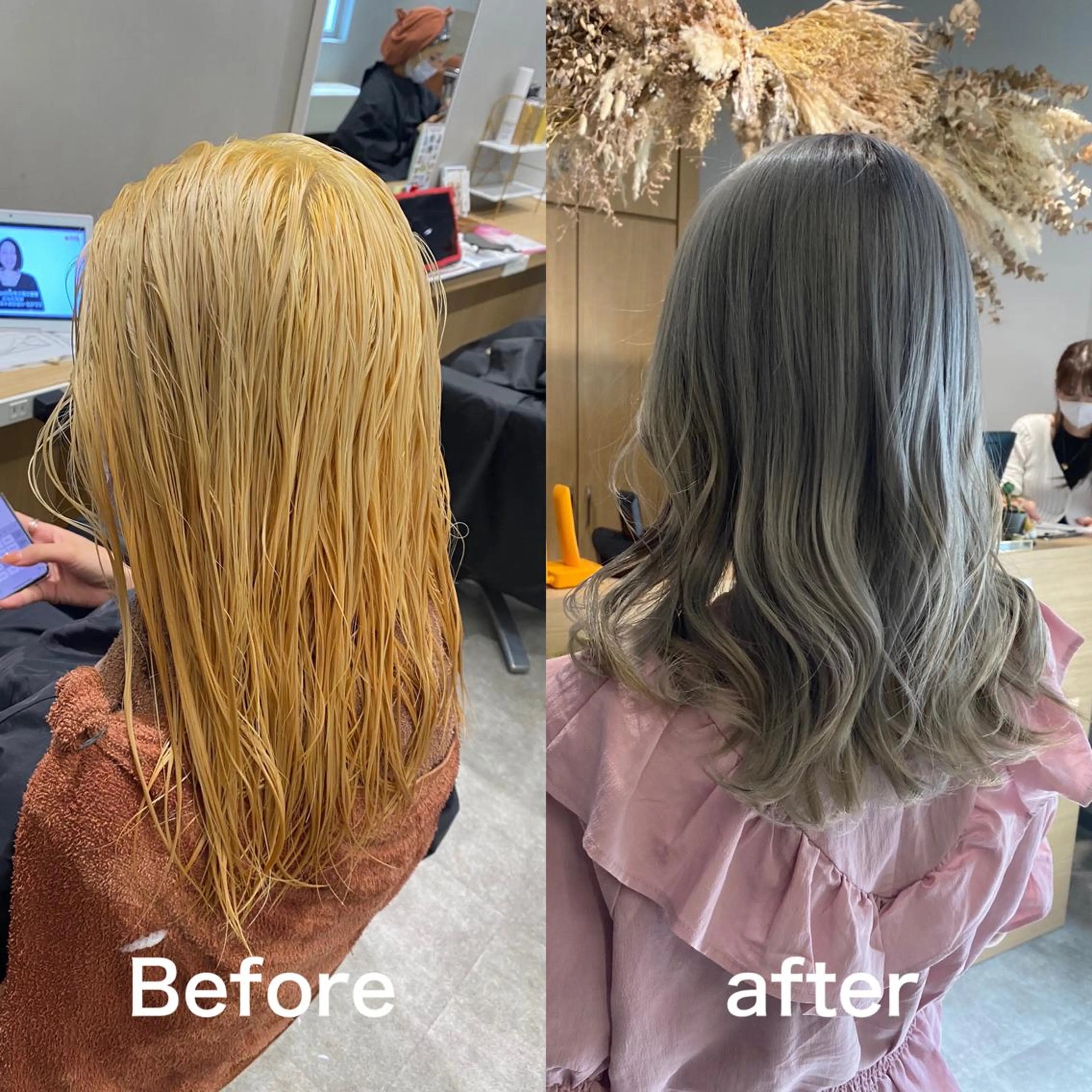 ミディアム カラー パーマ カット ヘアカラー salowin梅田茶屋町suite所属・ハイトーンヘア/ 島崎　タクミのヘアスタイル