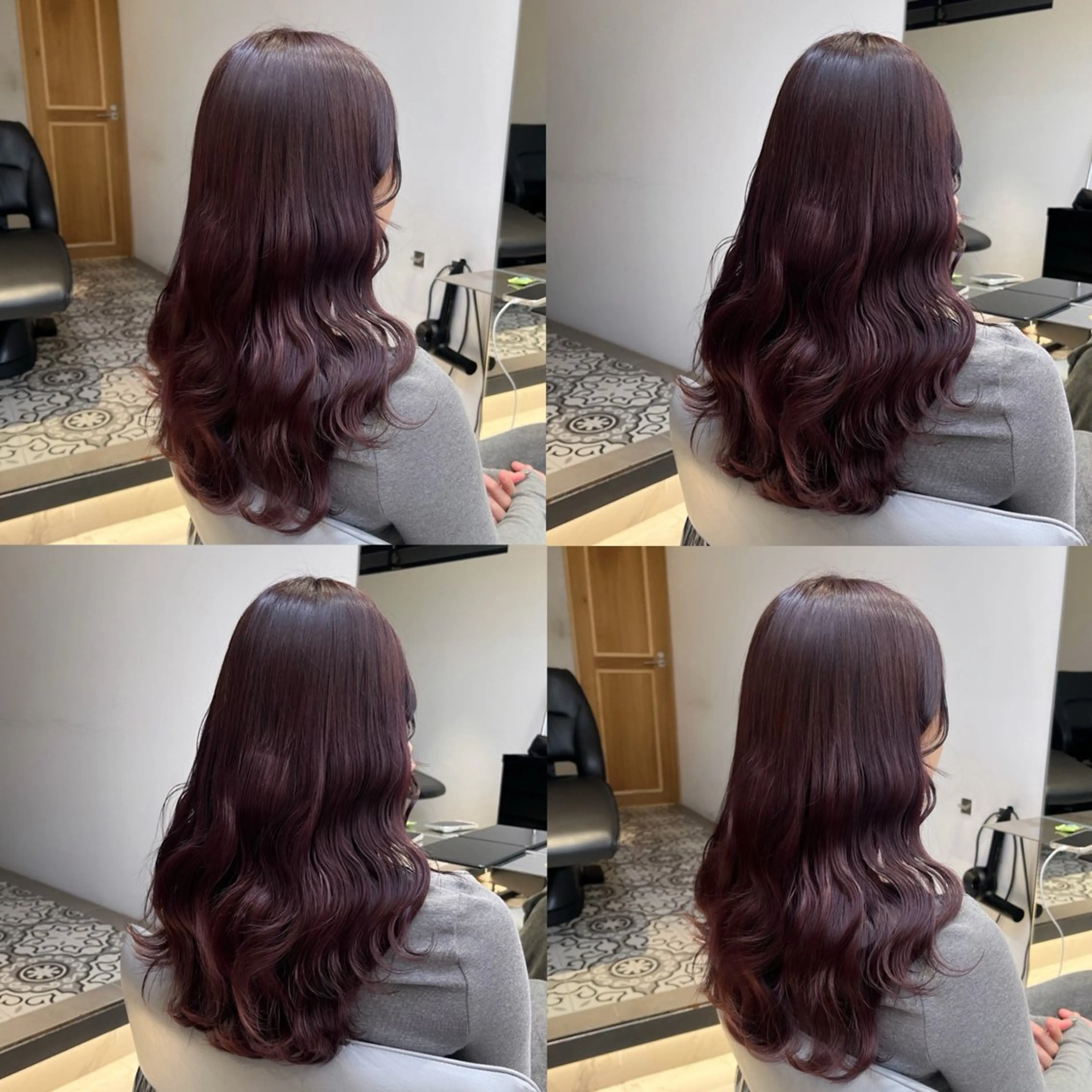 セミロング カラー ボルドーカラー ブラウンカラー ピンクカラー レッドカラー レッドブラウン ヘアカラー トリートメント ヘッドスパ ヘアセット カジュアルを女っぽく 𝗮𝘆𝗮𝗰𝗼のヘアスタイル
