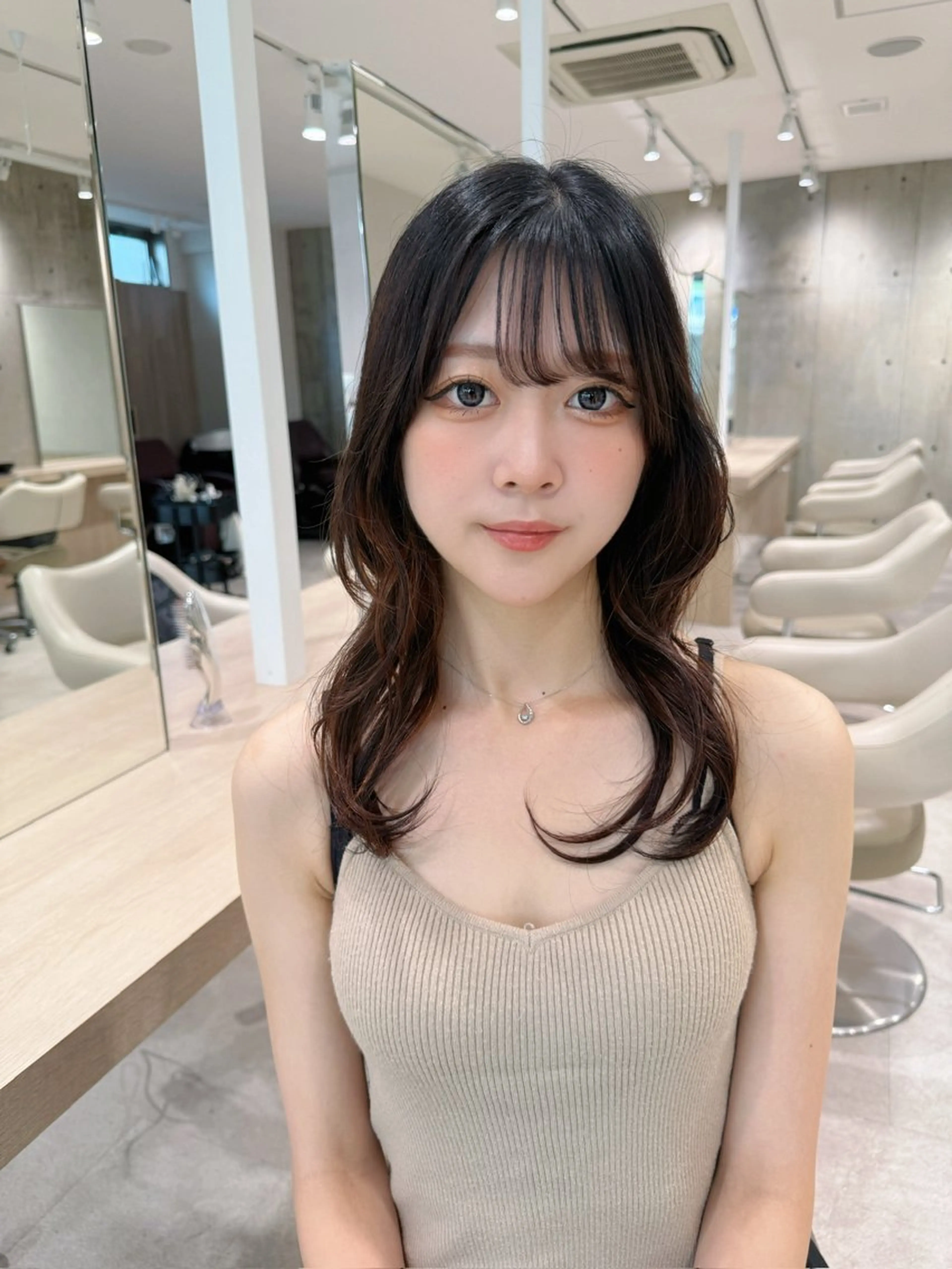 セミロング カット ヘアカラー 韓国レイヤー×透明感 カラー/山崎一輝のヘアスタイル