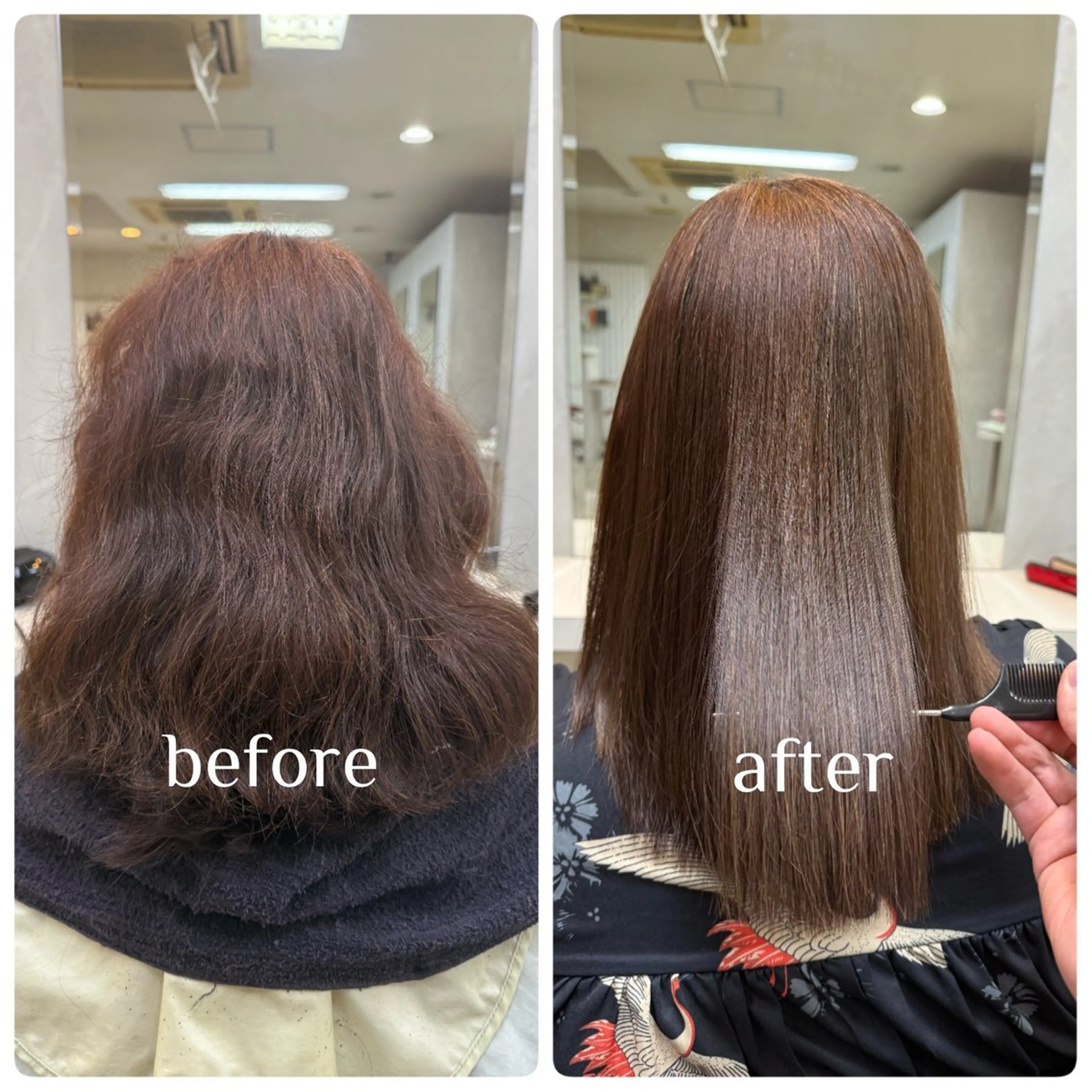 セミロング 縮毛矯正 鶴 章英のヘアスタイル