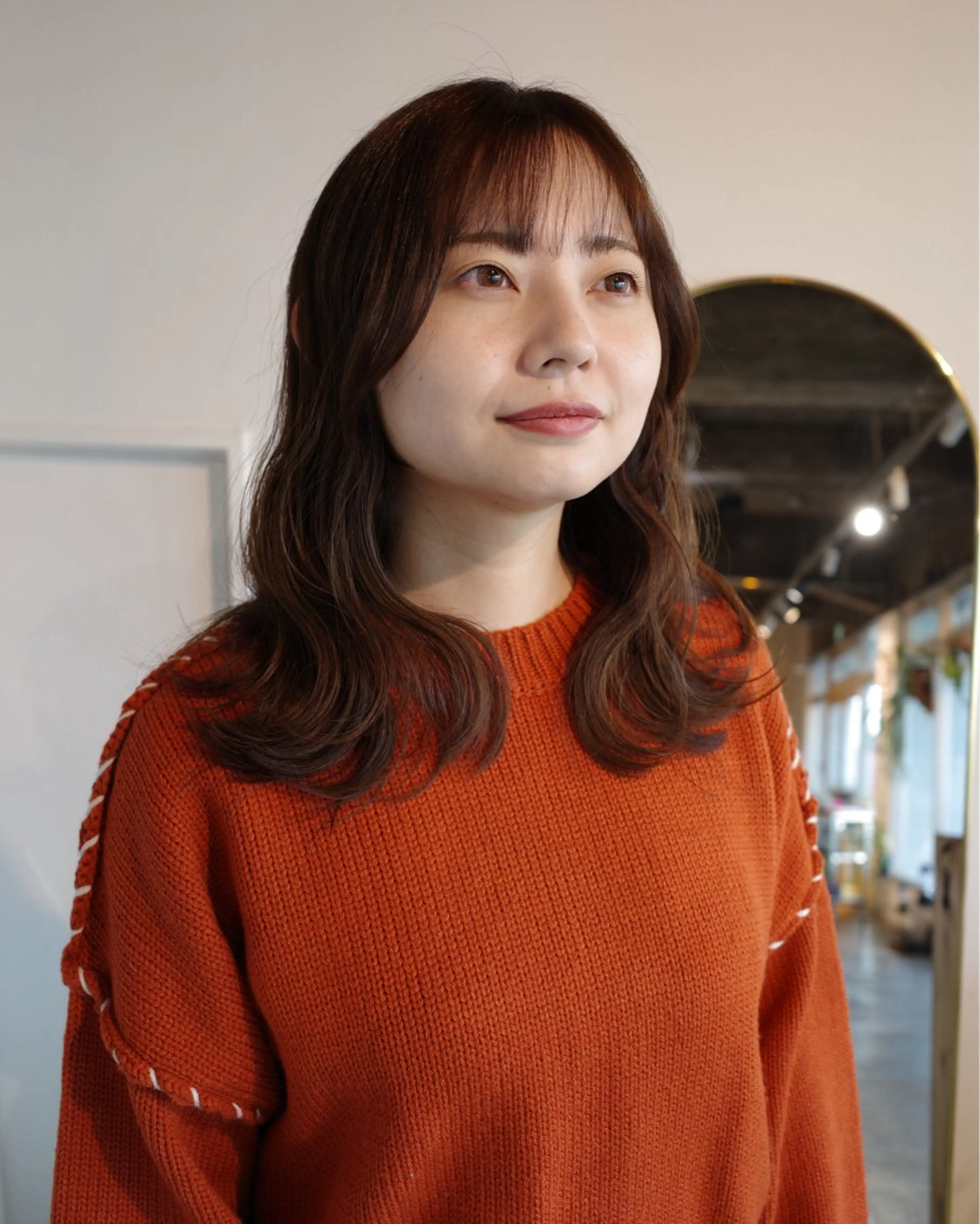 セミロング カラー ベージュカラー オリーブベージュ 安藤 結花のヘアスタイル