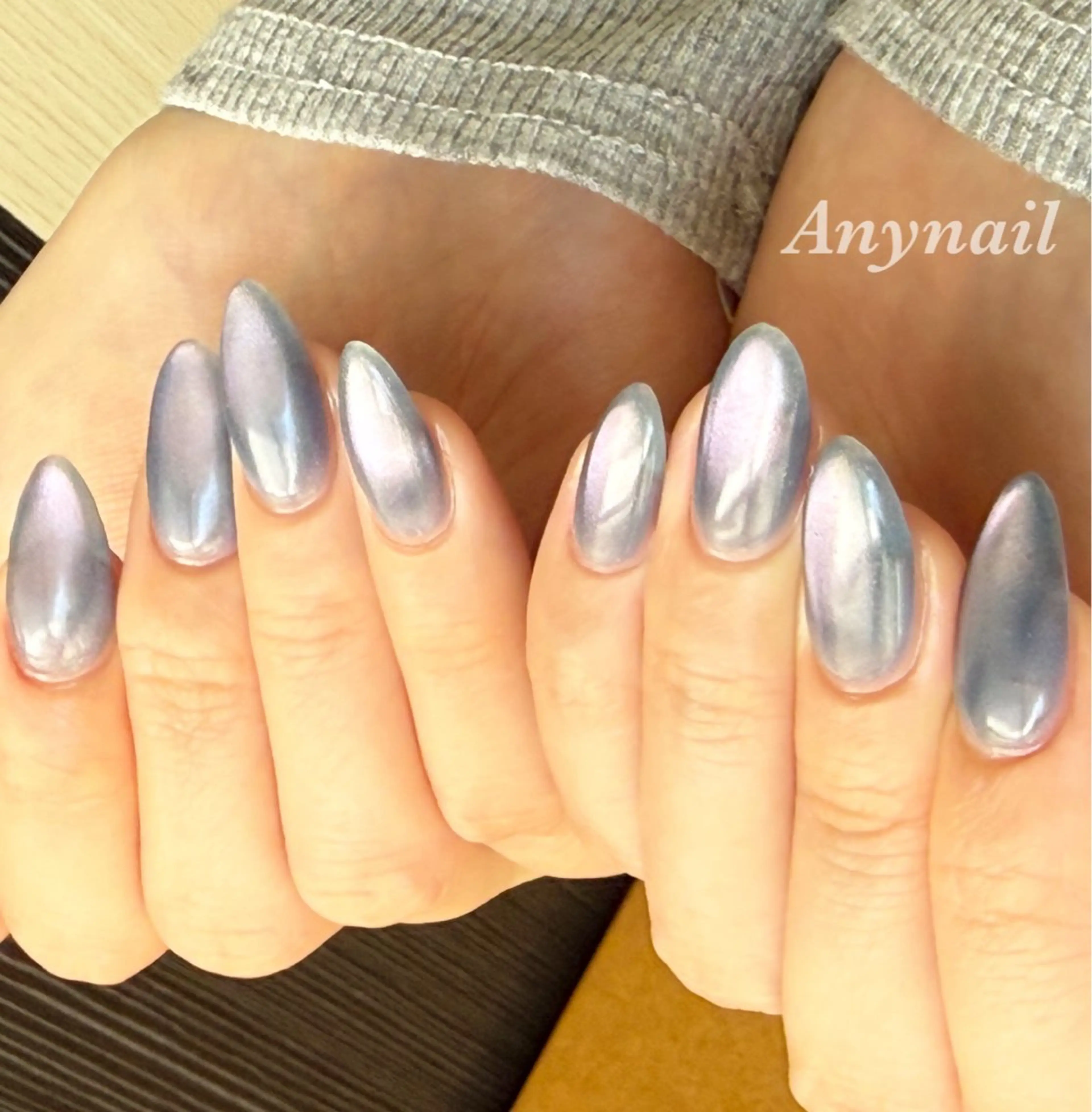 ネイル ブルー マグネットネイル マグネットワンカラー ワンカラーネイル 春ネイル 岩澤 恵子のネイルデザイン